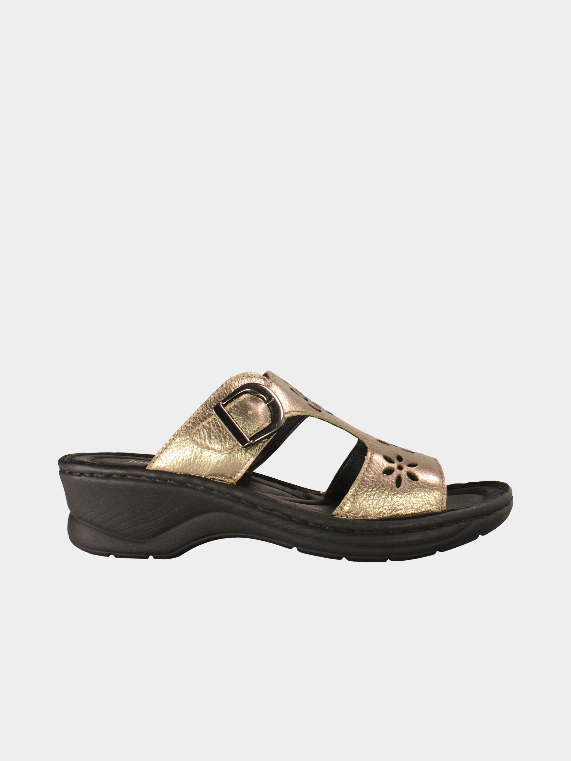 Josef Seibel Women Slider Sandals in Brown Leather #color_Brown