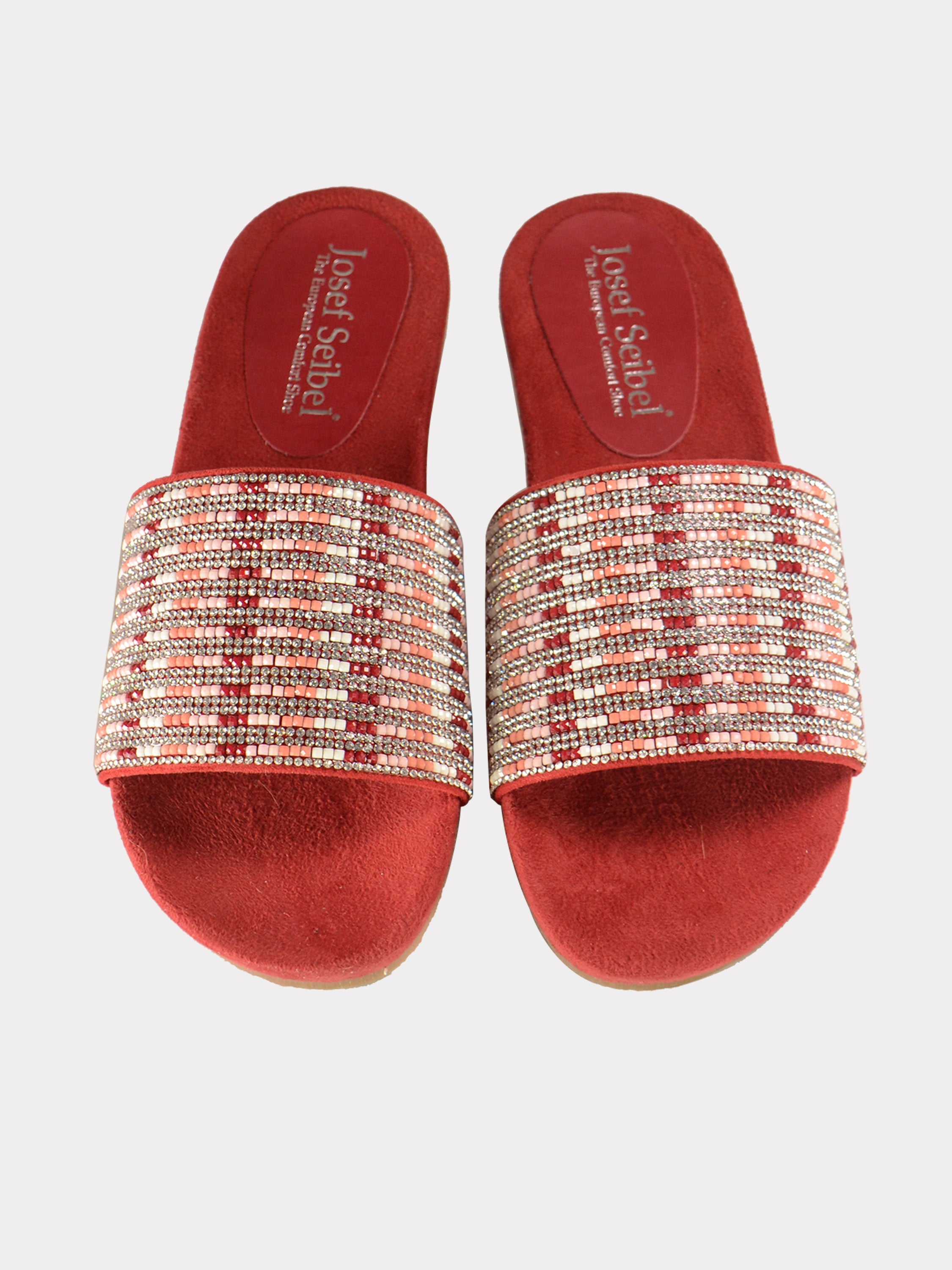 Josef Seibel Women Slider Sandals in Pink Leather #color_Pink