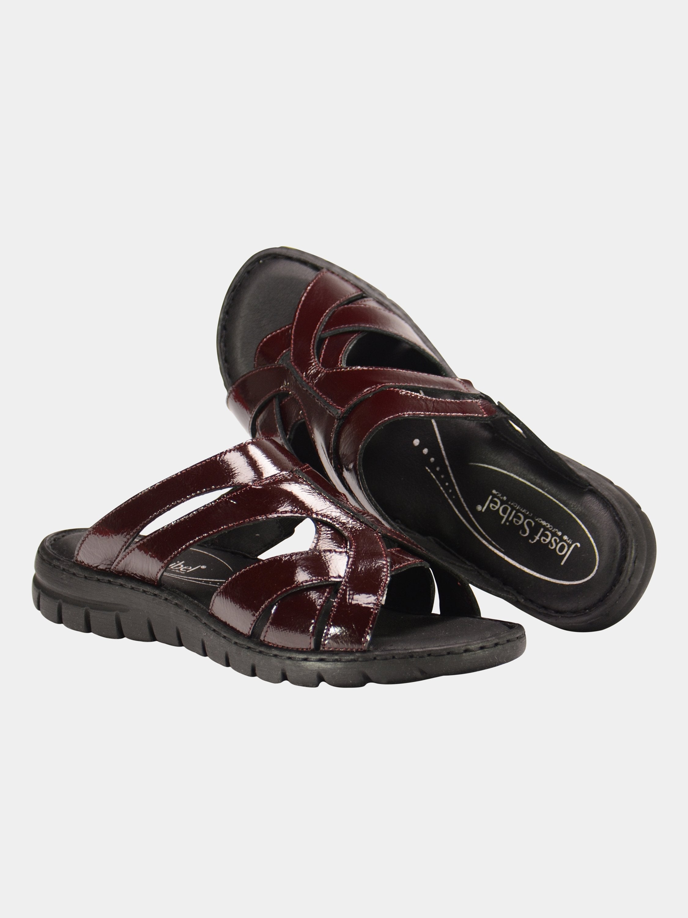 Josef Seibel Women's Patent Leather Slider Sandals #color_Maroon