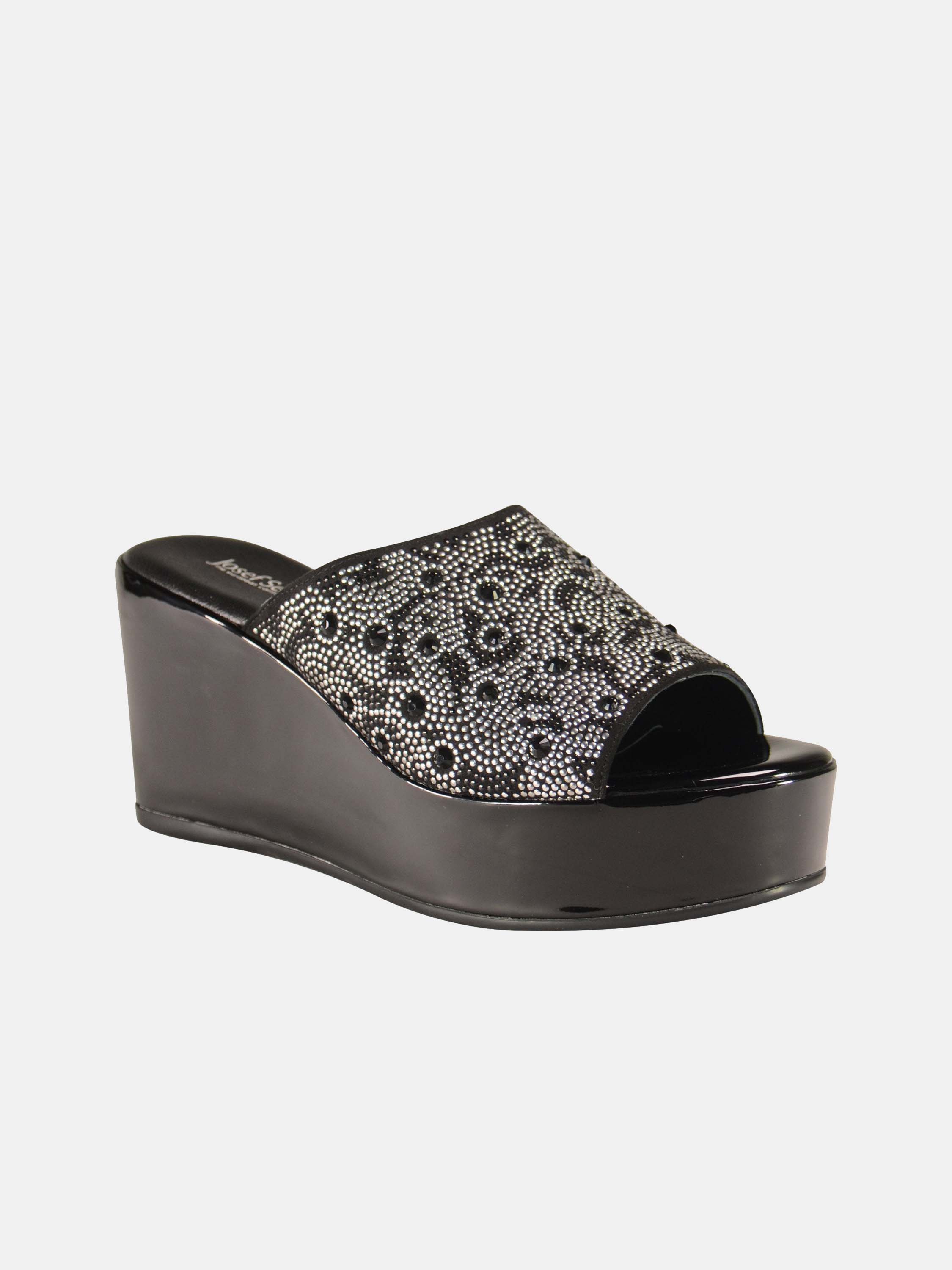 Josef Seibel Women's Platform Suede Sandals #color_Black
