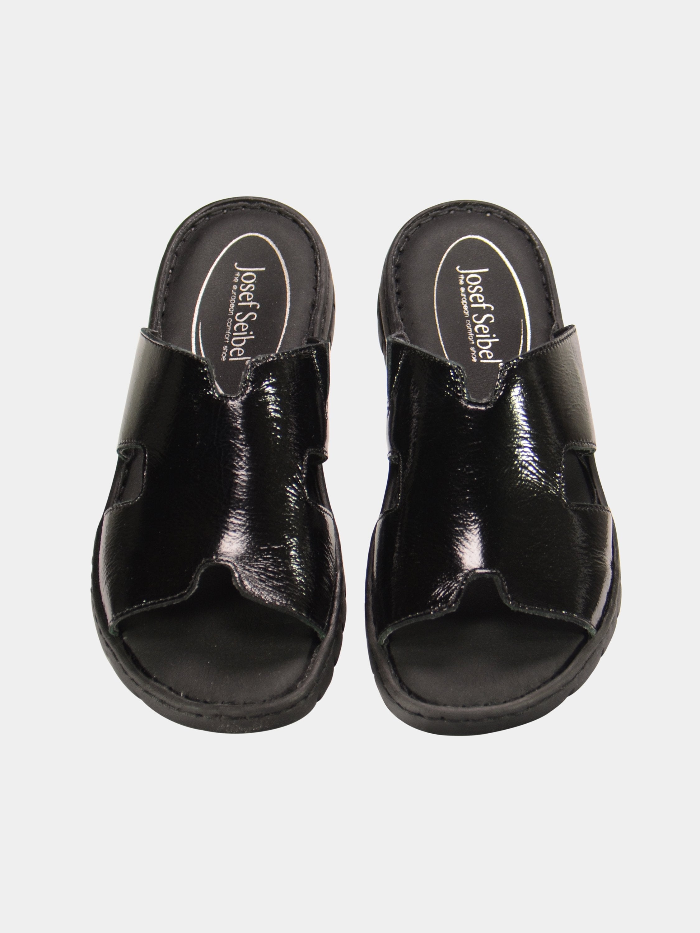 Josef Seibel Women's Shiny Leather Sandals #color_Black