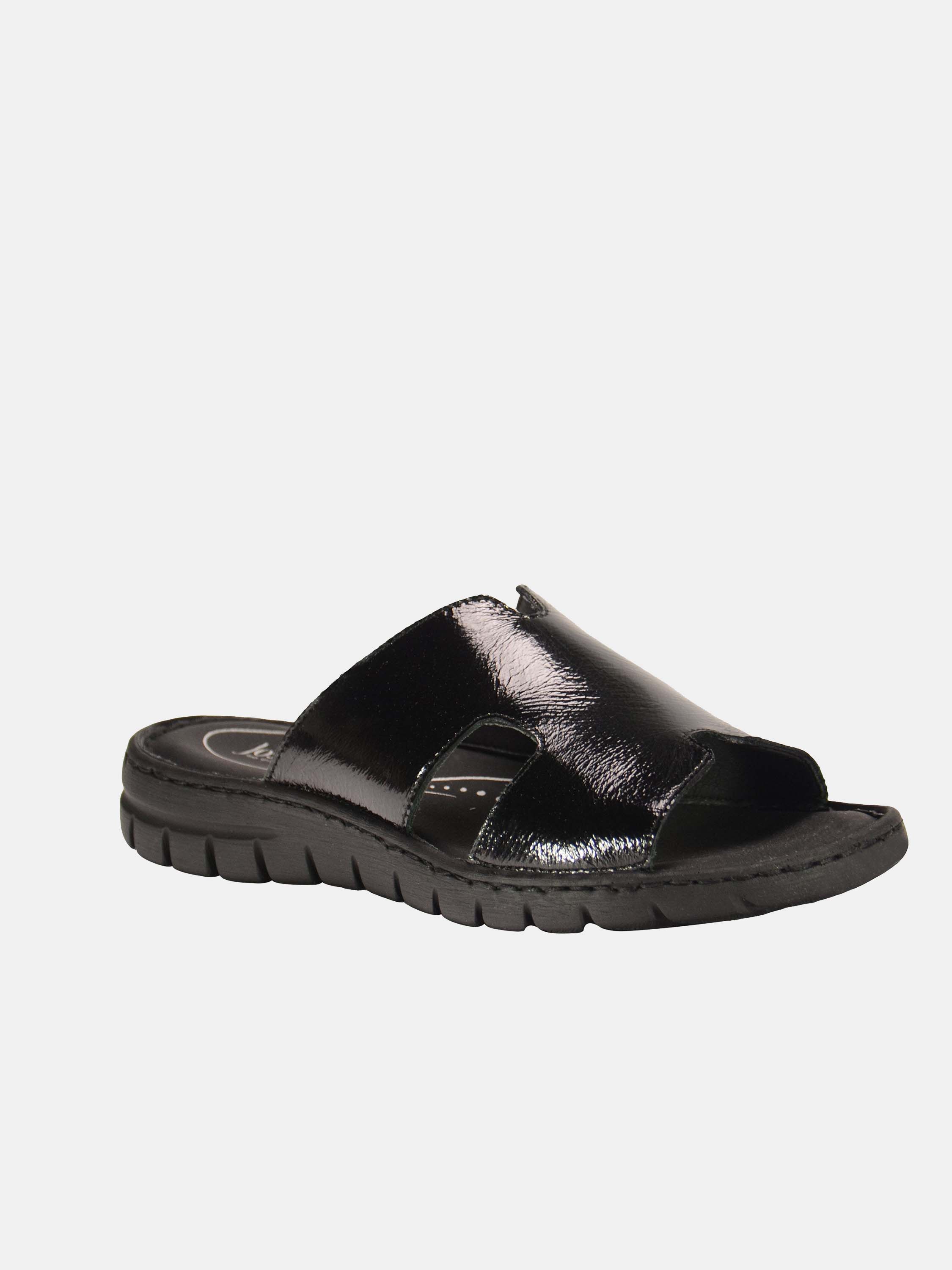 Josef Seibel Women's Shiny Leather Sandals #color_Black