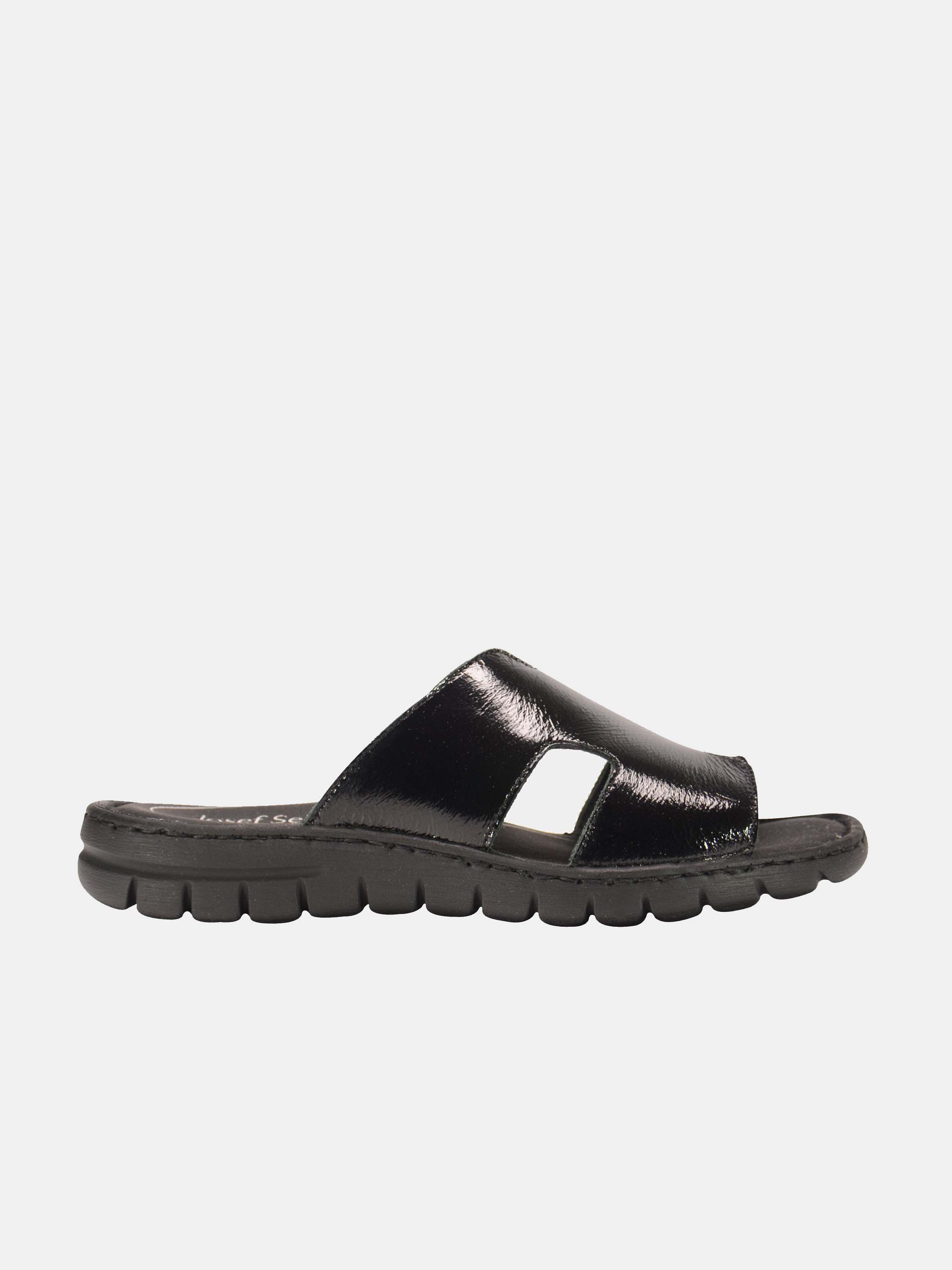 Josef Seibel Women's Shiny Leather Sandals #color_Black