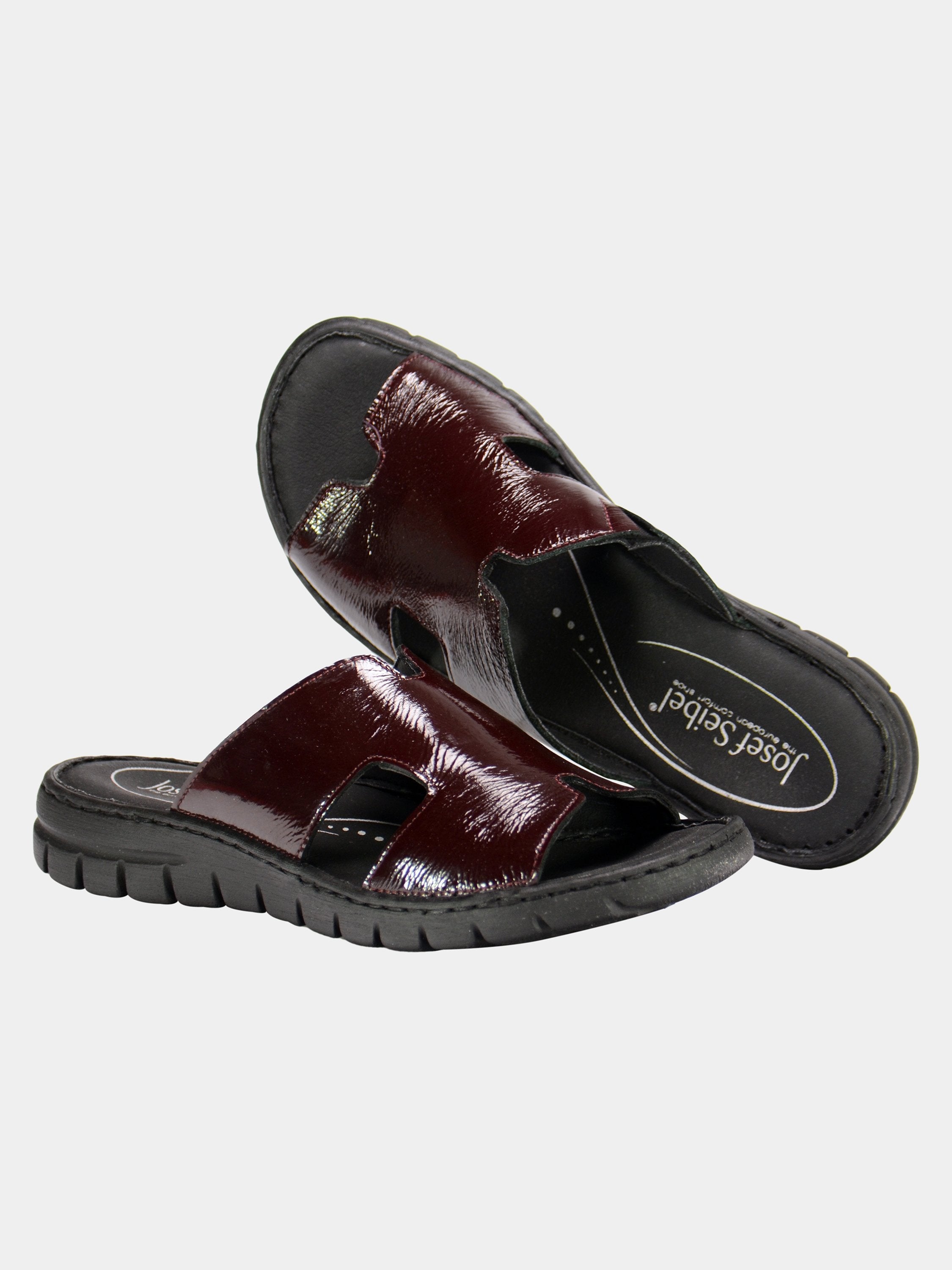 Josef Seibel Women's Shiny Leather Sandals #color_Maroon