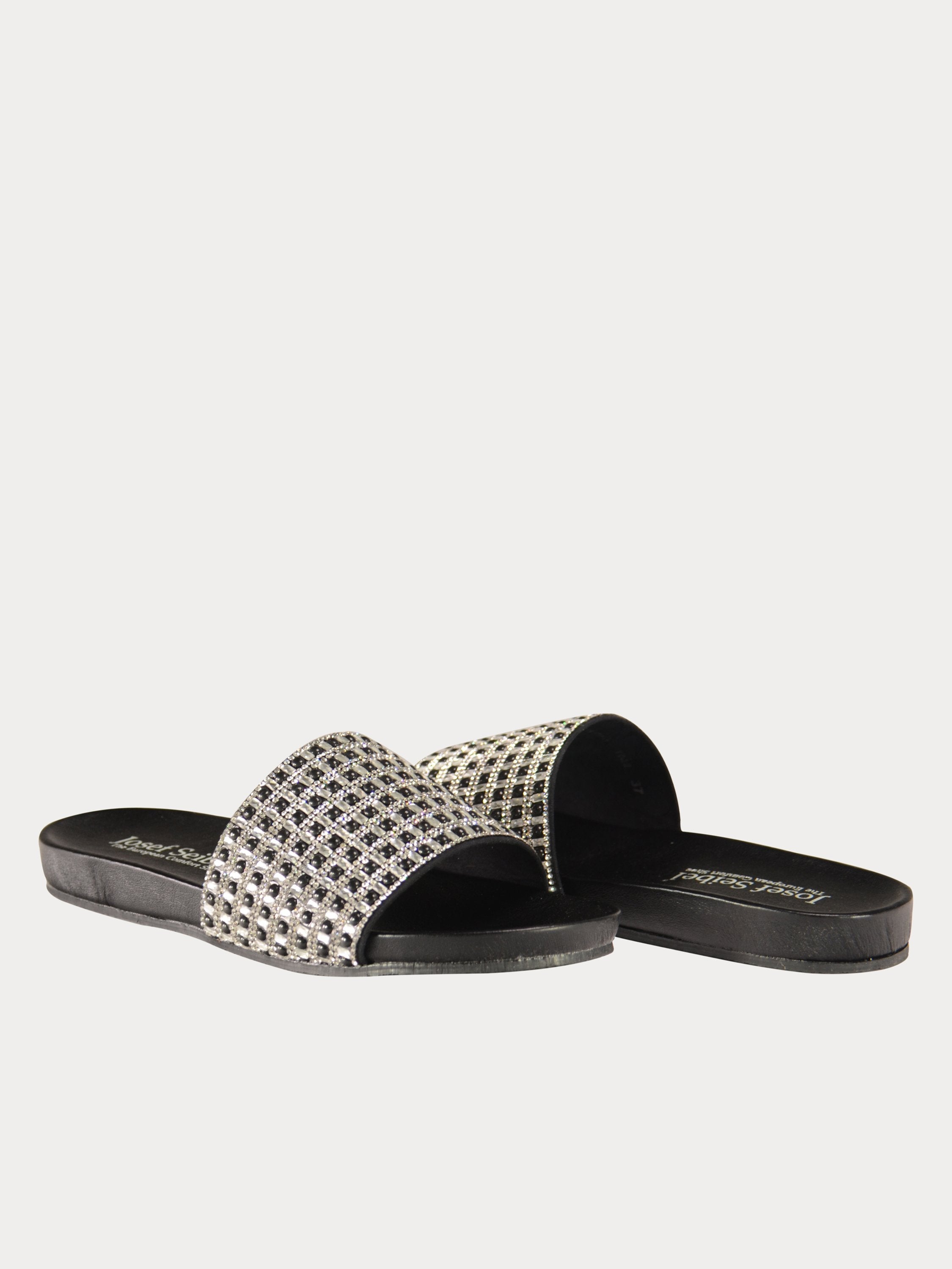 Josef Seibel Women's Studded Flat Sandals #color_Black