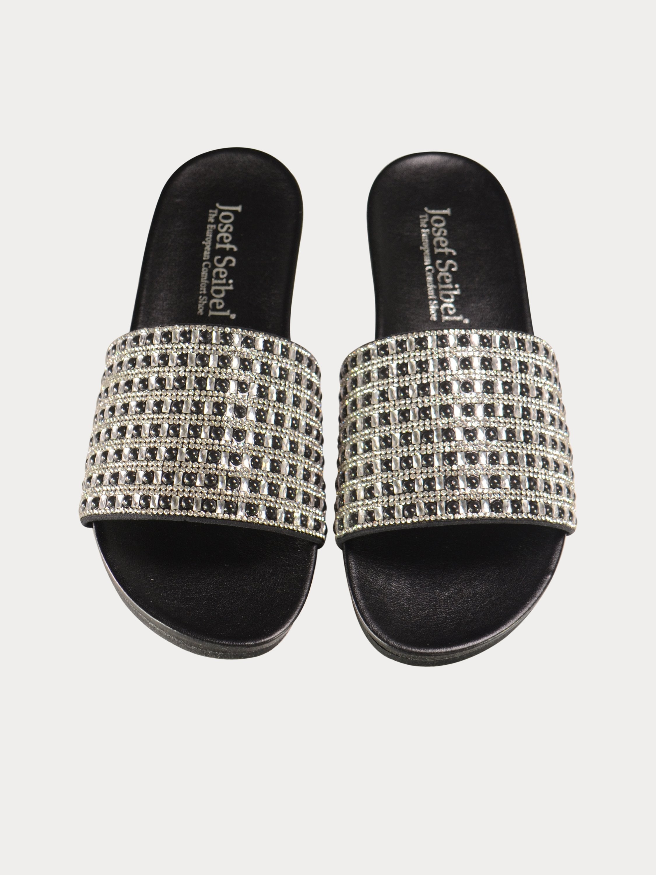 Josef Seibel Women's Studded Flat Sandals #color_Black