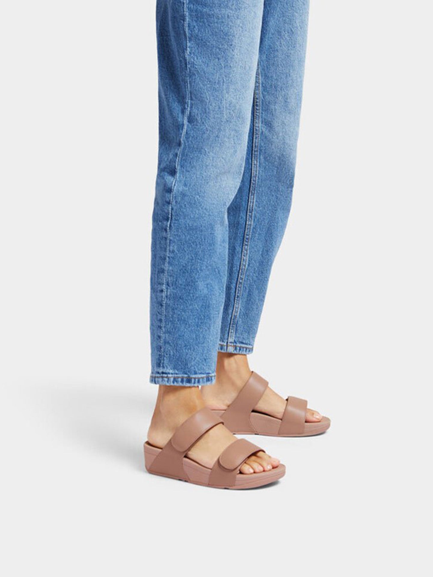 Fitflop Women's Lulu Adjustable Leather Slides #color_Beige
