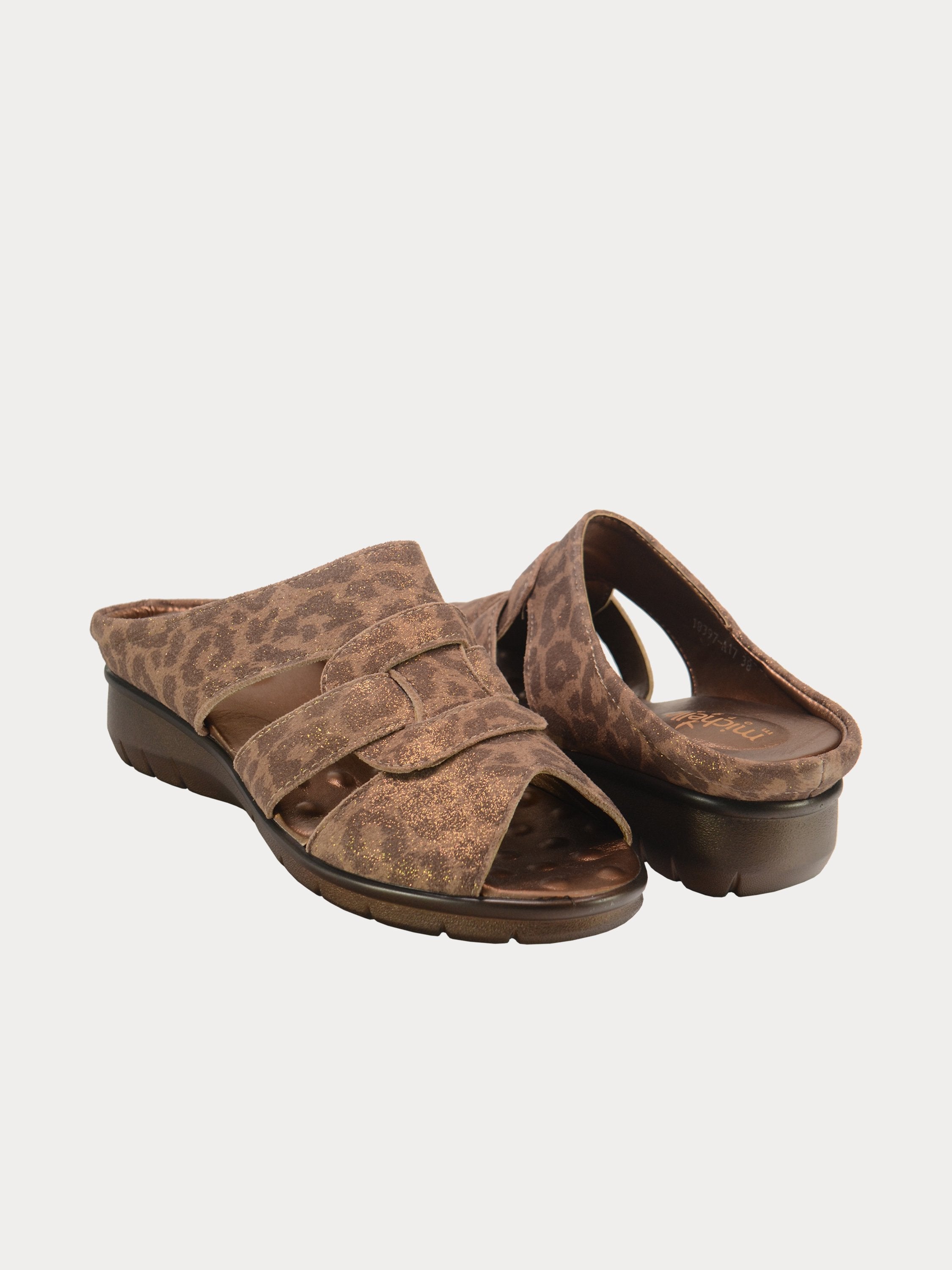 Michelle Morgan 1839717 Animal Print Slider Sandals #color_Brown