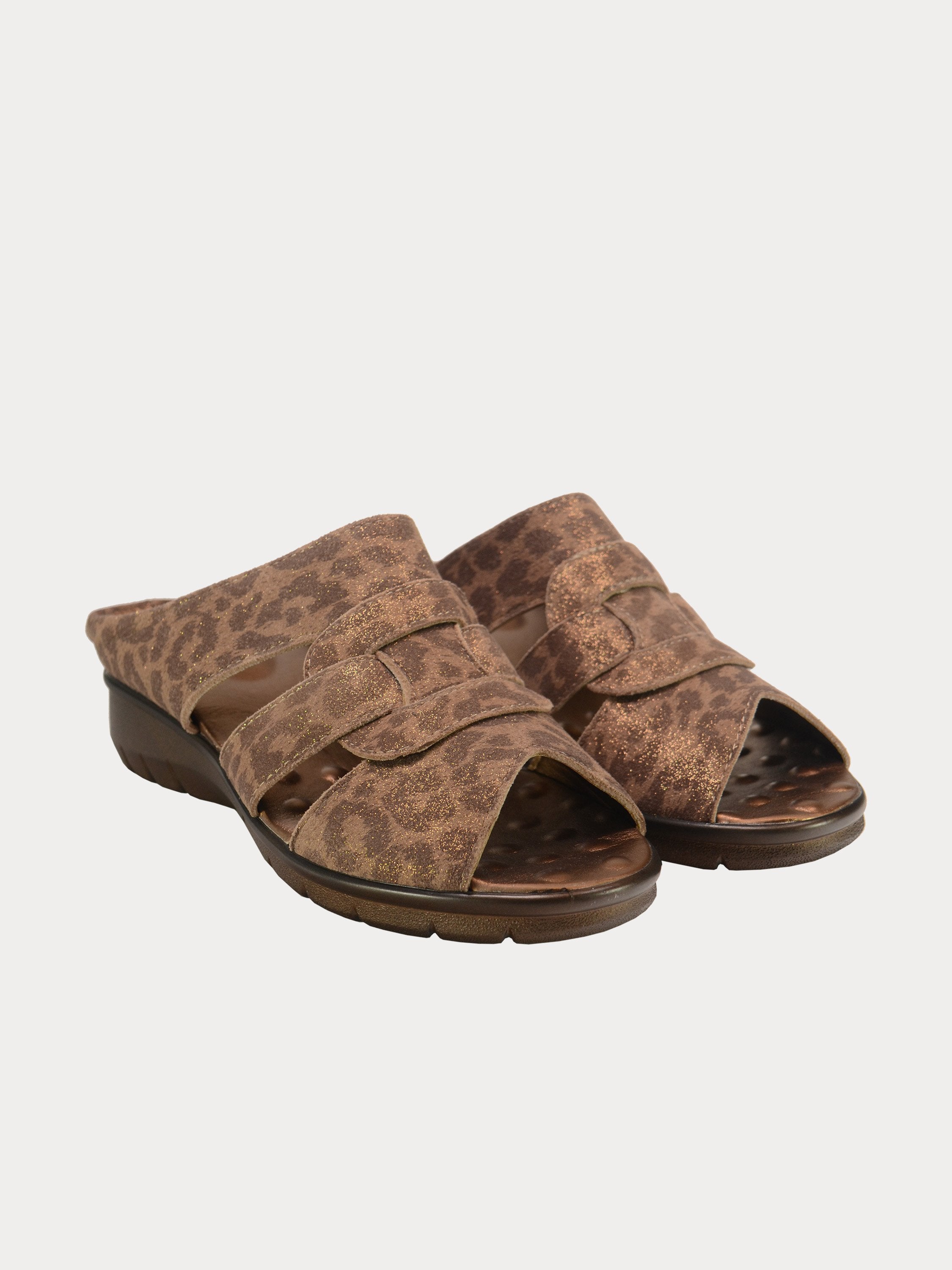 Michelle Morgan 1839717 Animal Print Slider Sandals #color_Brown