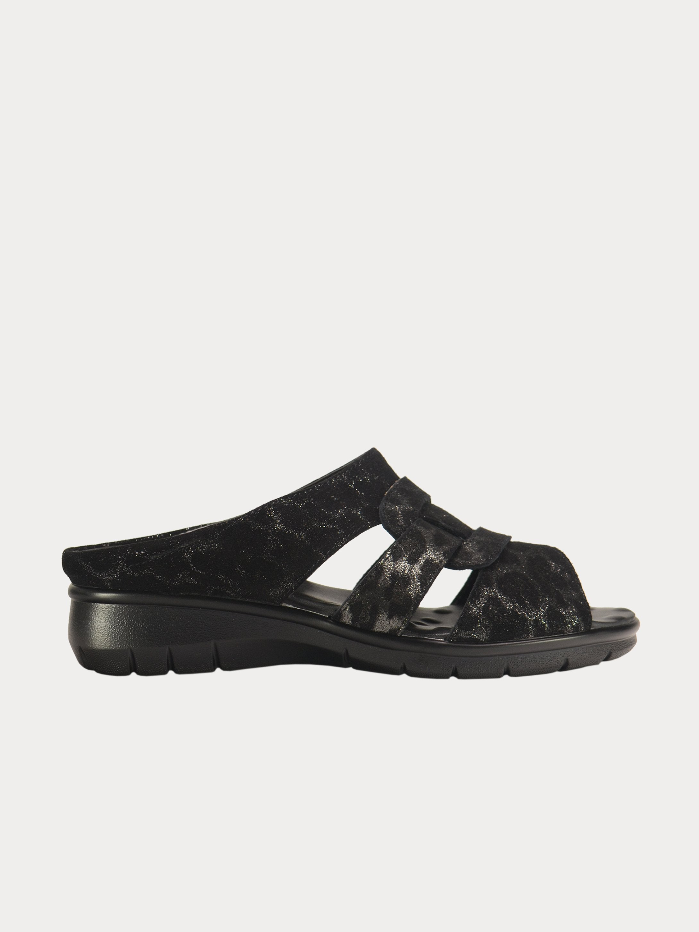 Michelle Morgan 1839717 Animal Print Slider Sandals #color_Black