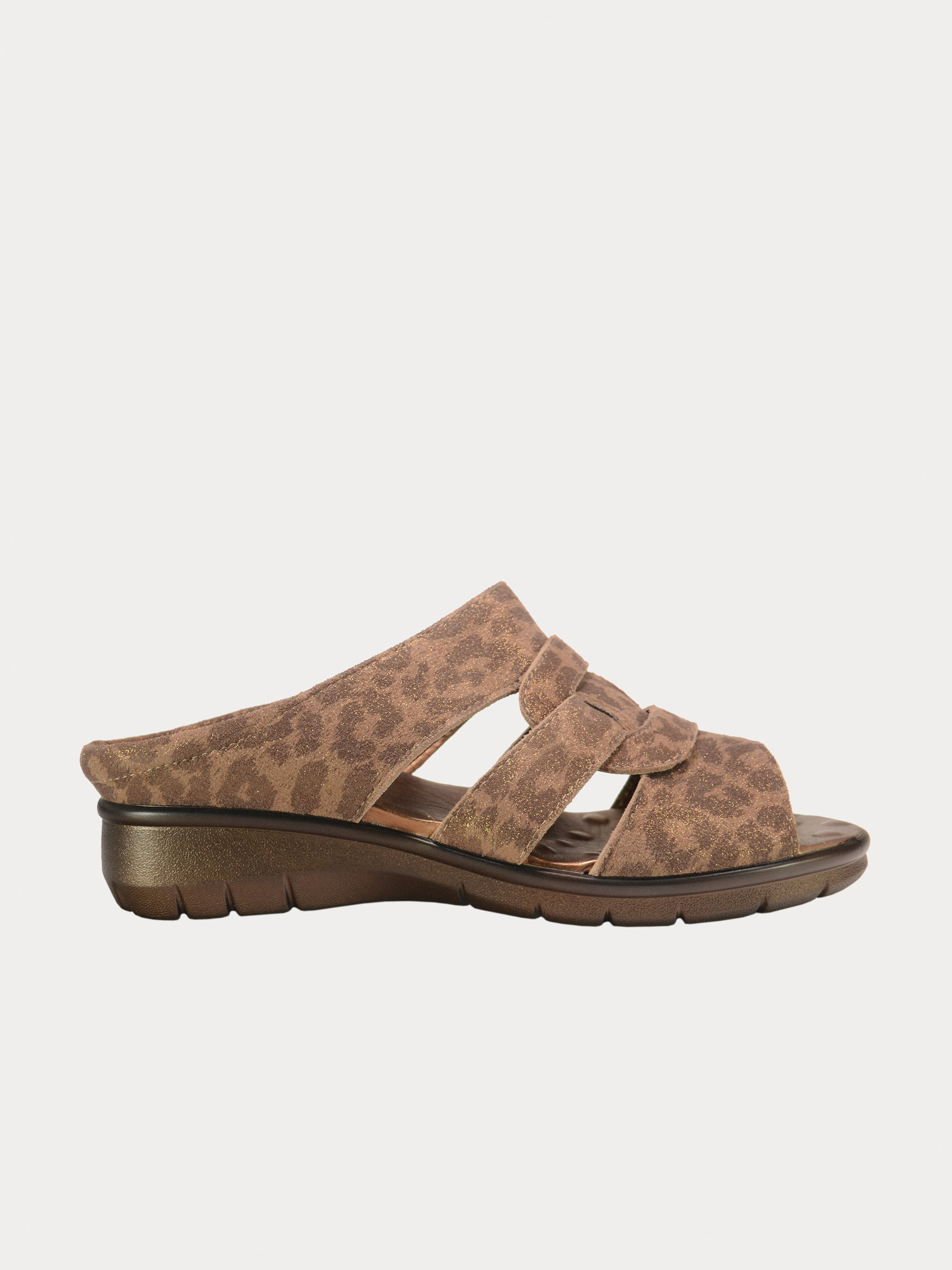 Michelle Morgan 1839717 Animal Print Slider Sandals #color_Brown