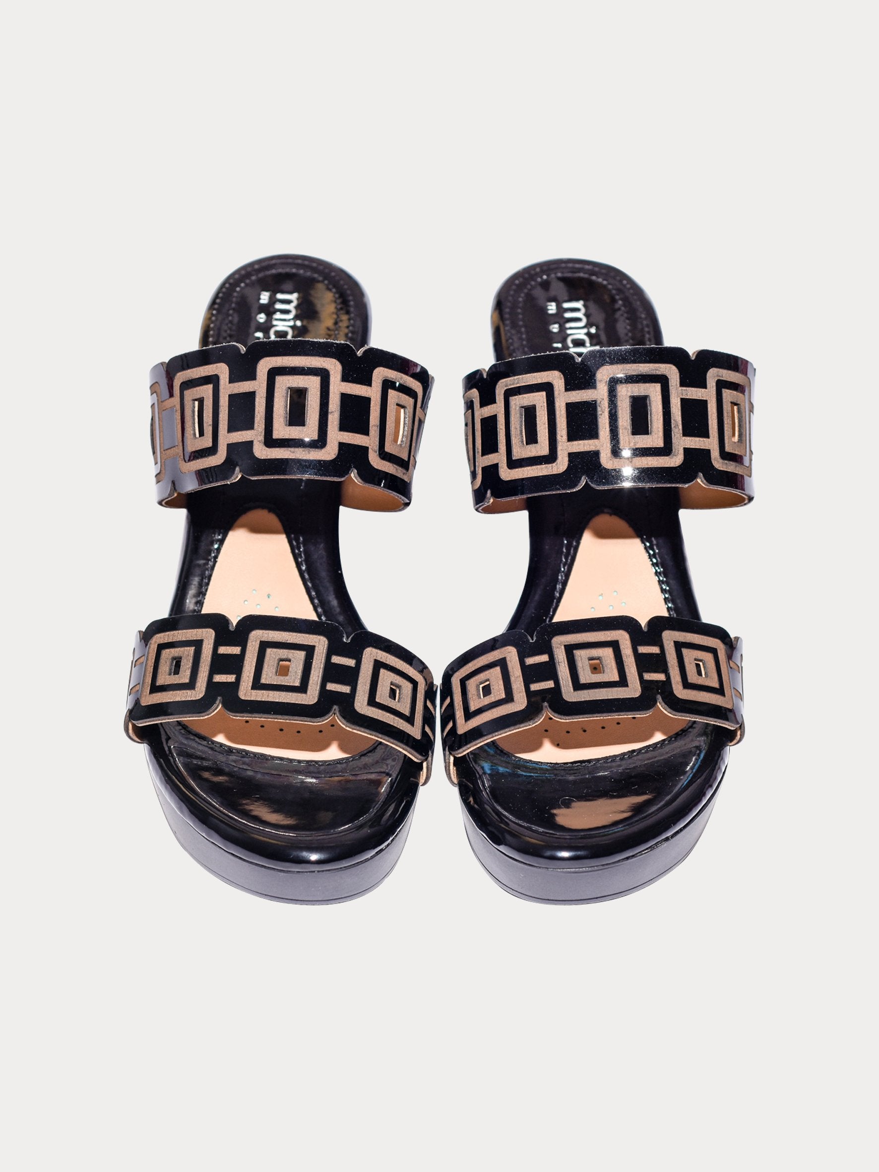 Michelle Morgan Chain Pattern Heeled Sandals #color_Black