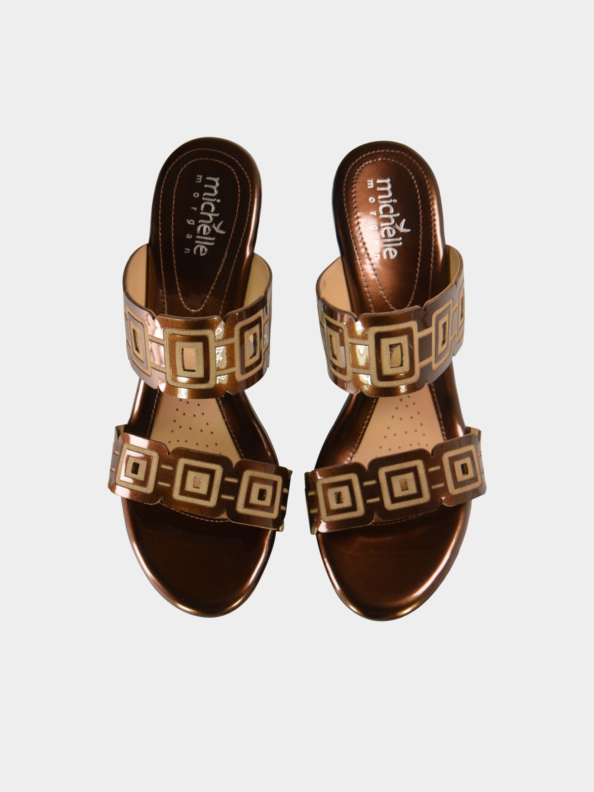 Michelle Morgan Chain Pattern Heeled Sandals #color_Brown
