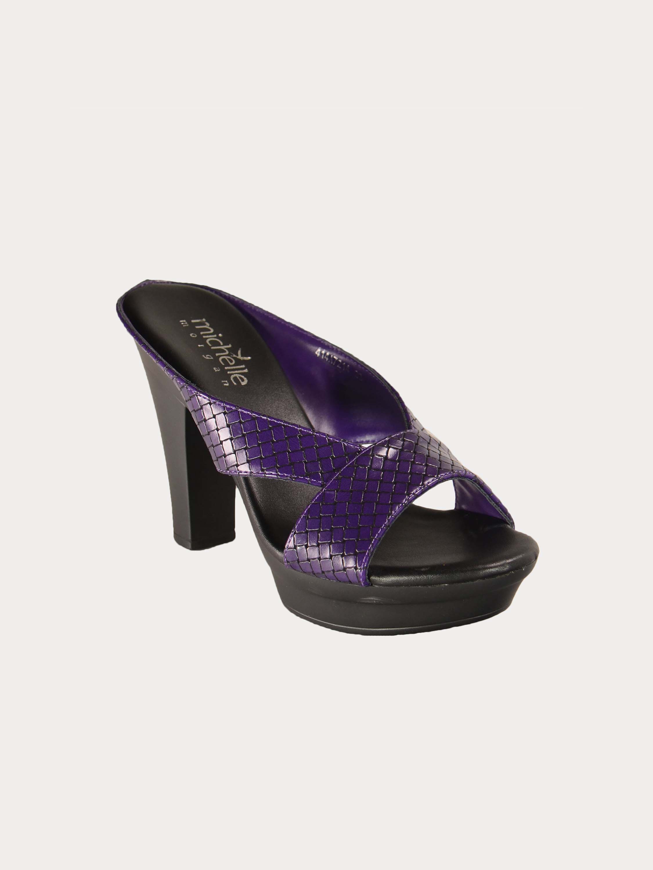 Michelle Morgan 414A7214 Checkered Heeled Sandals #color_Purple