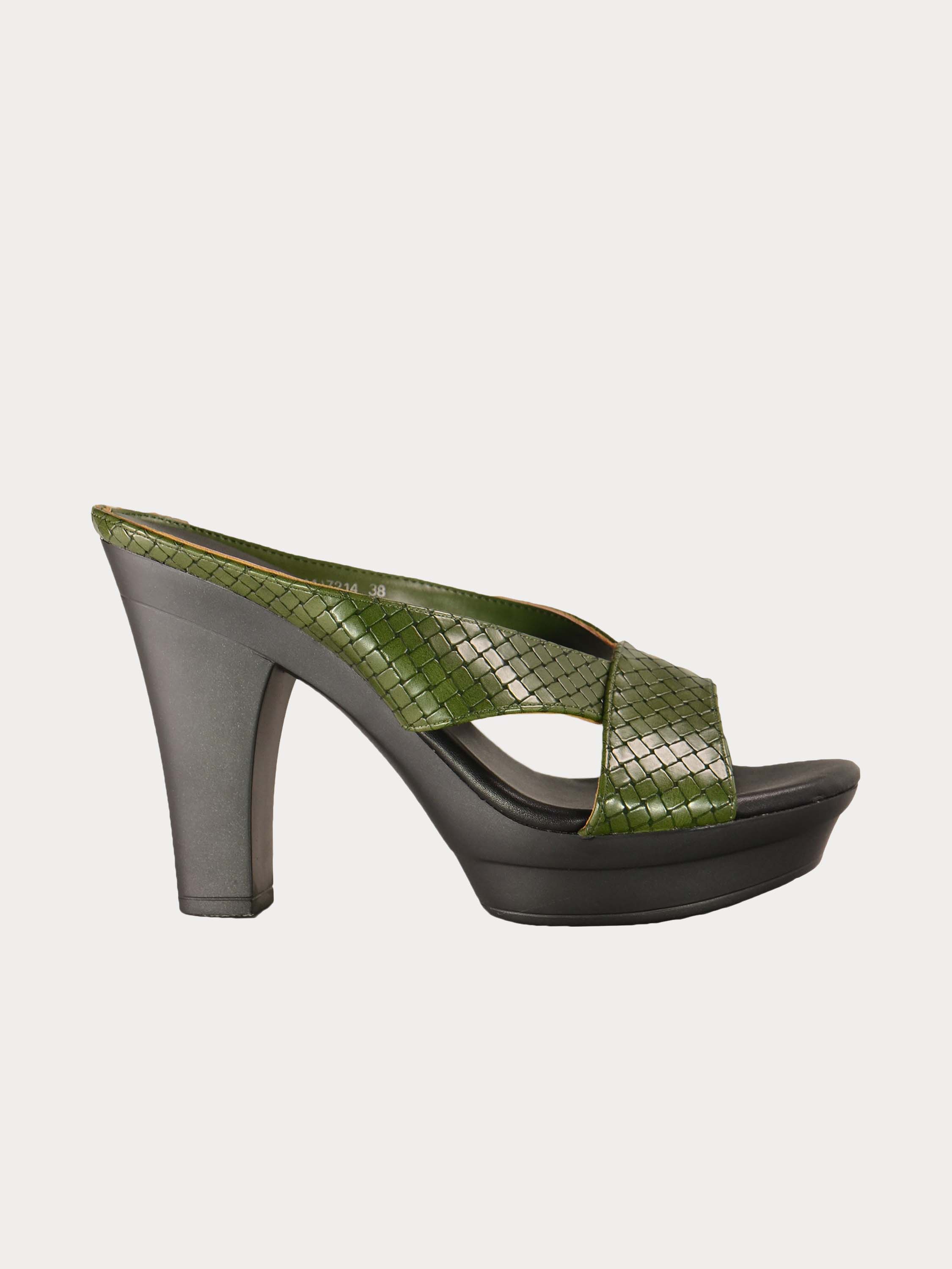 Michelle Morgan 414A7214 Checkered Heeled Sandals #color_Green