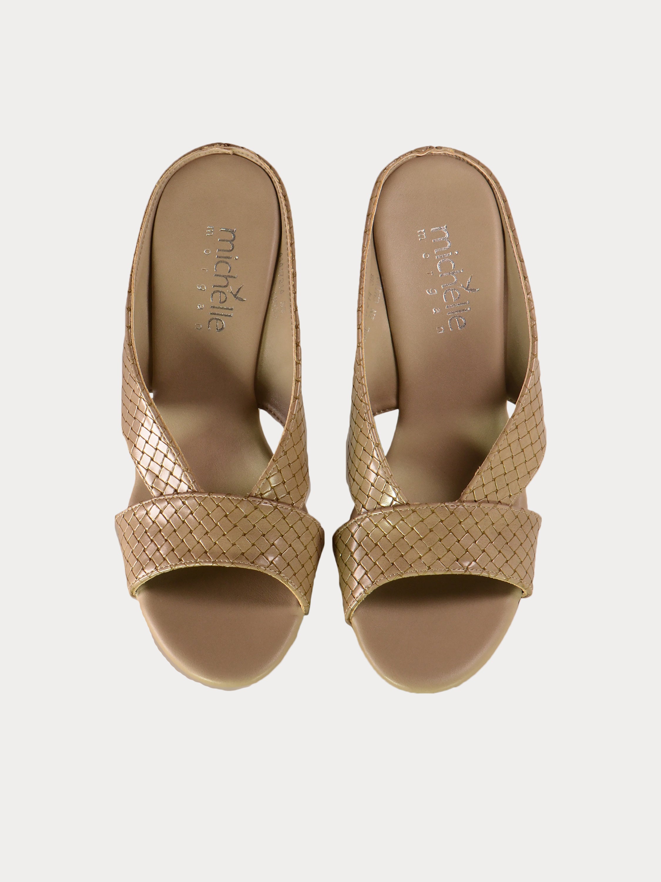 Michelle Morgan 414A7214 Checkered Heeled Sandals #color_Beige