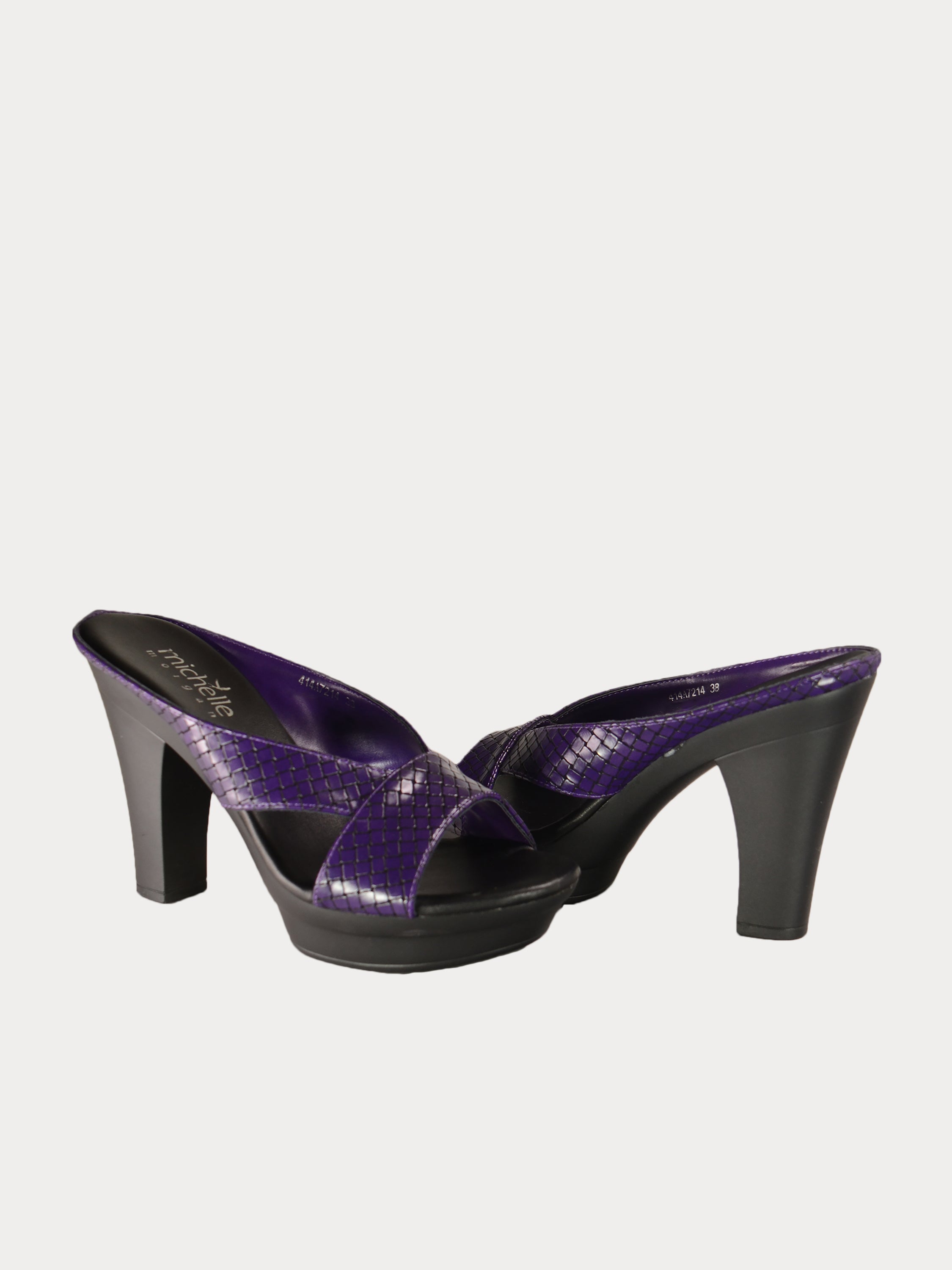 Michelle Morgan 414A7214 Checkered Heeled Sandals #color_Purple