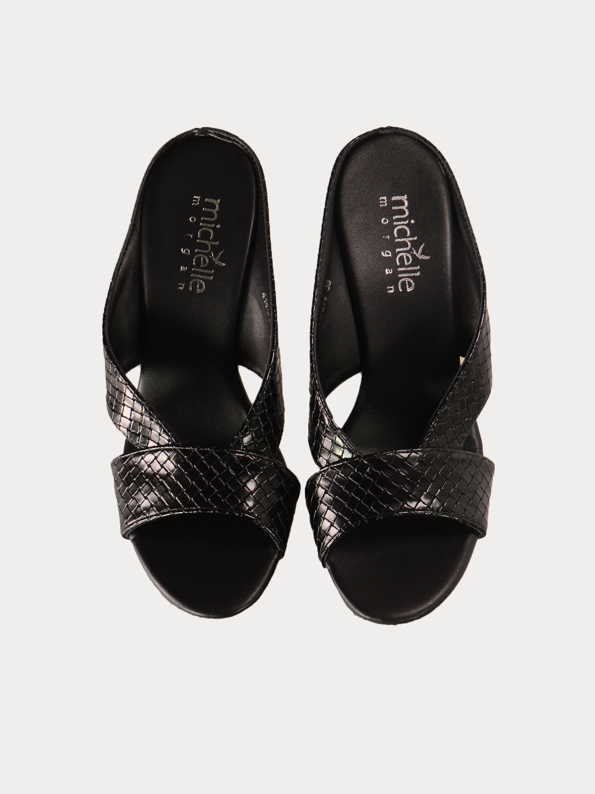 Michelle Morgan 414A7214 Checkered Heeled Sandals #color_Black