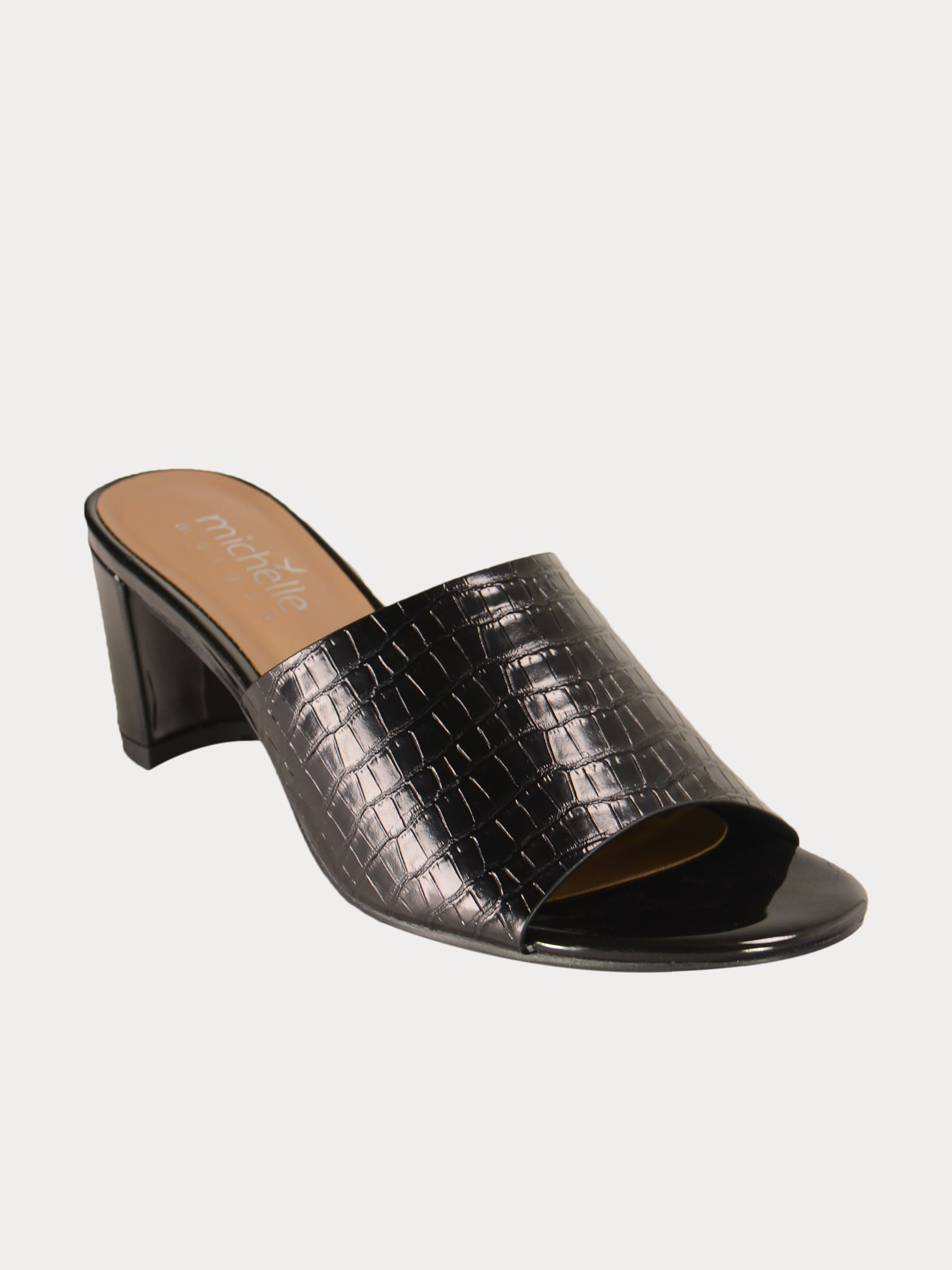 Michelle Morgan 914RJ191 Croco Print Sandals #color_Black