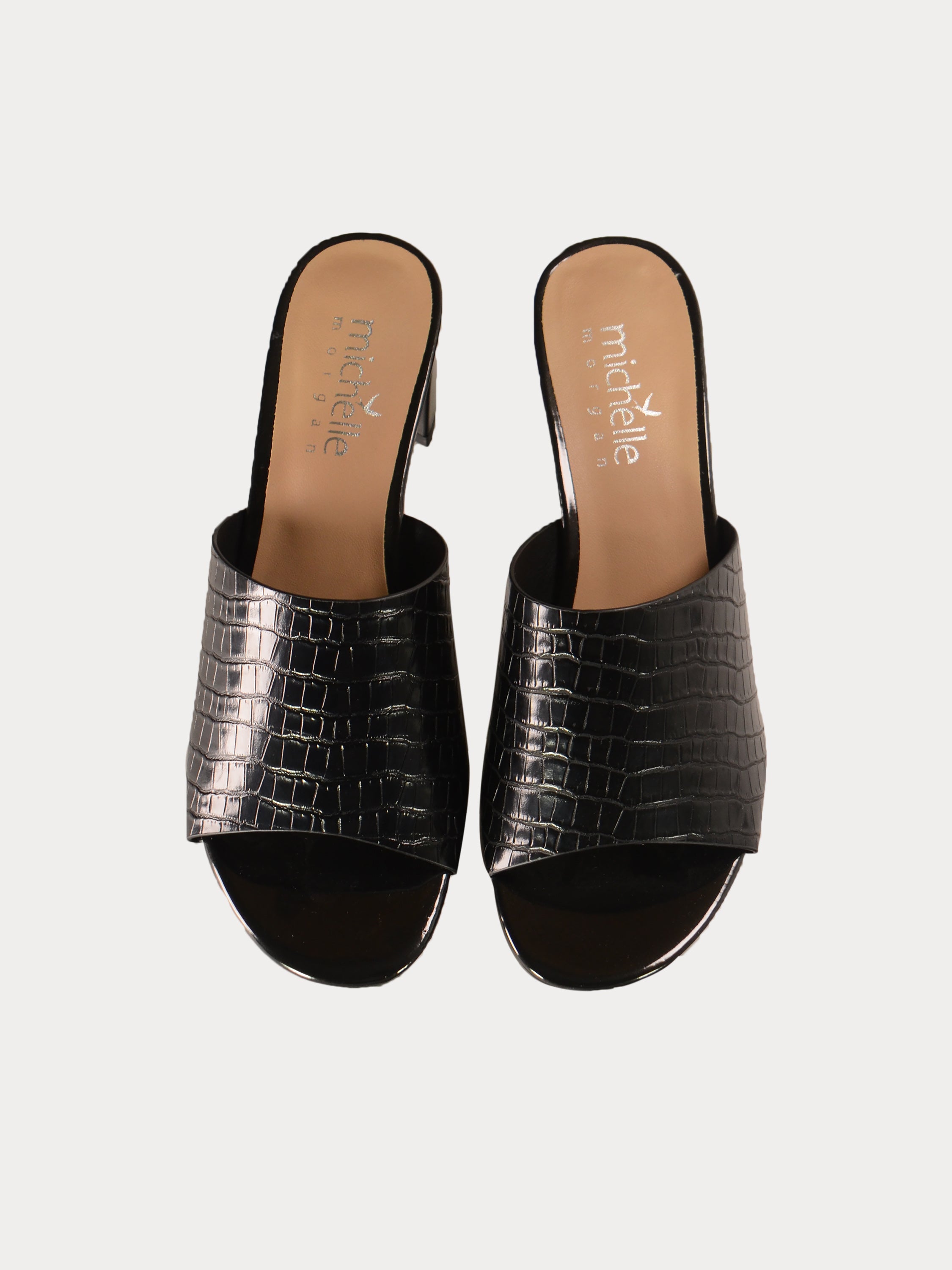 Michelle Morgan 914RJ191 Croco Print Sandals #color_Black