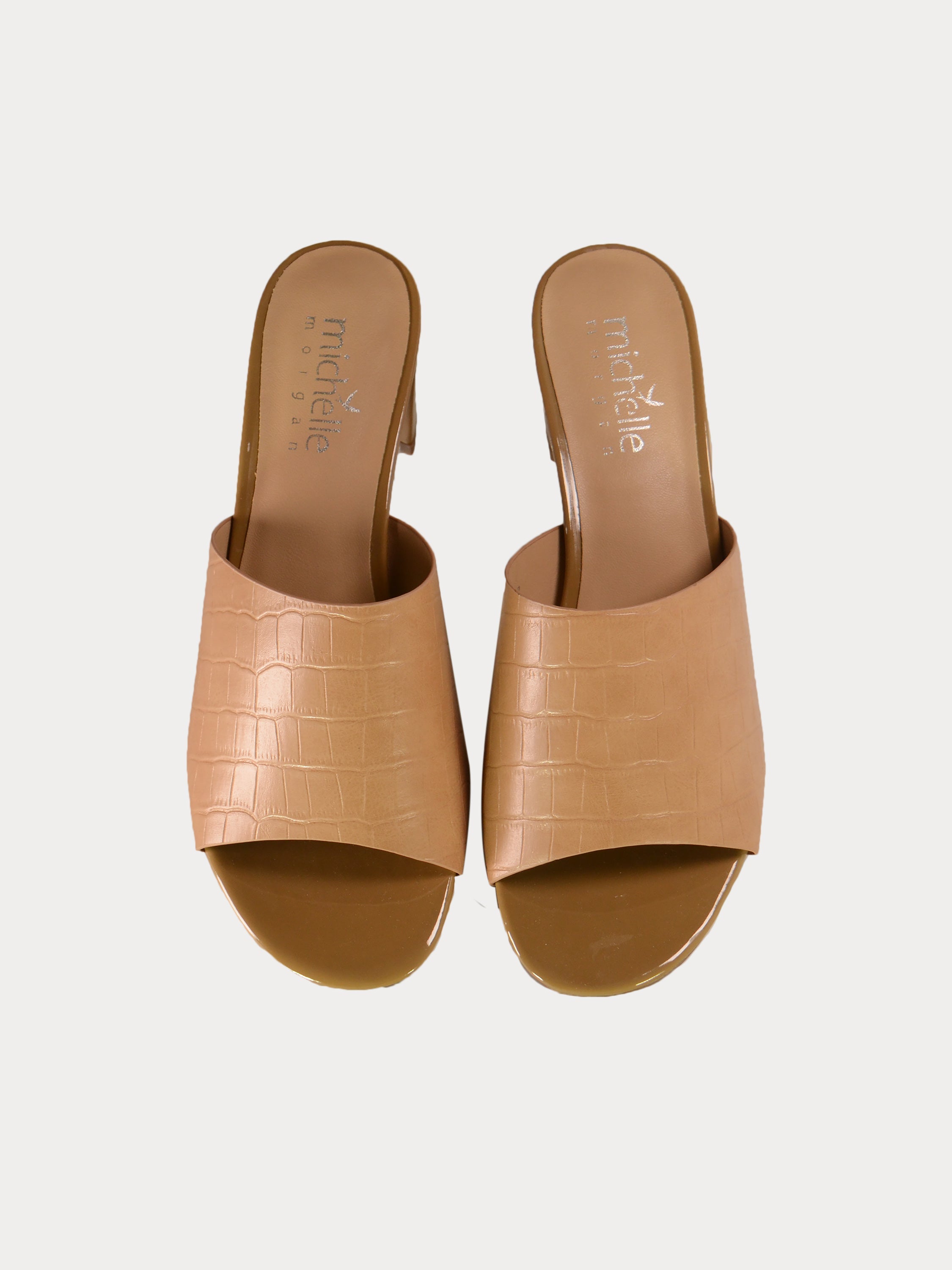 Michelle Morgan 914RJ191 Croco Print Sandals #color_Light Brown