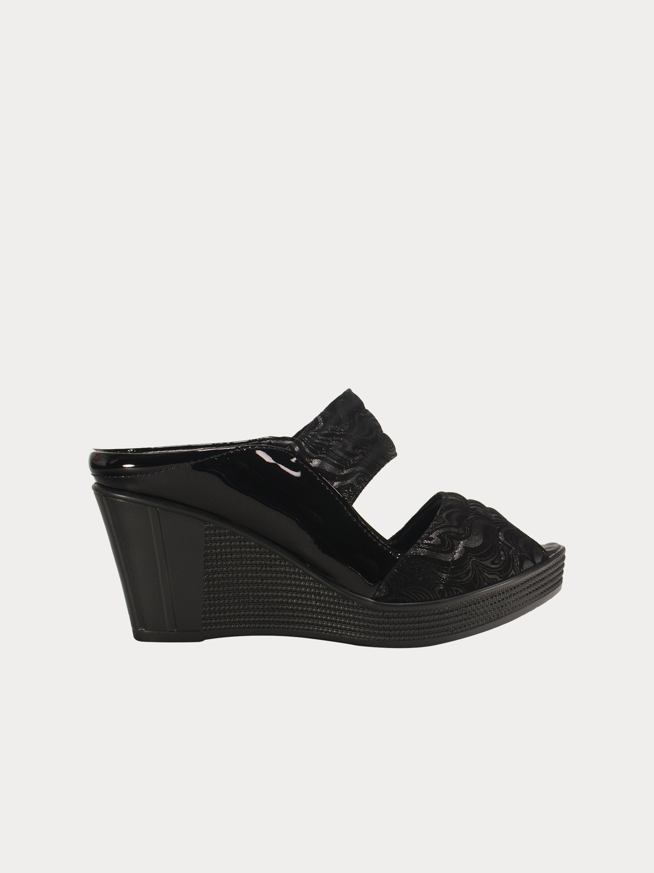 Michelle Morgan 190023 Damask Detailed Wedges #color_Black