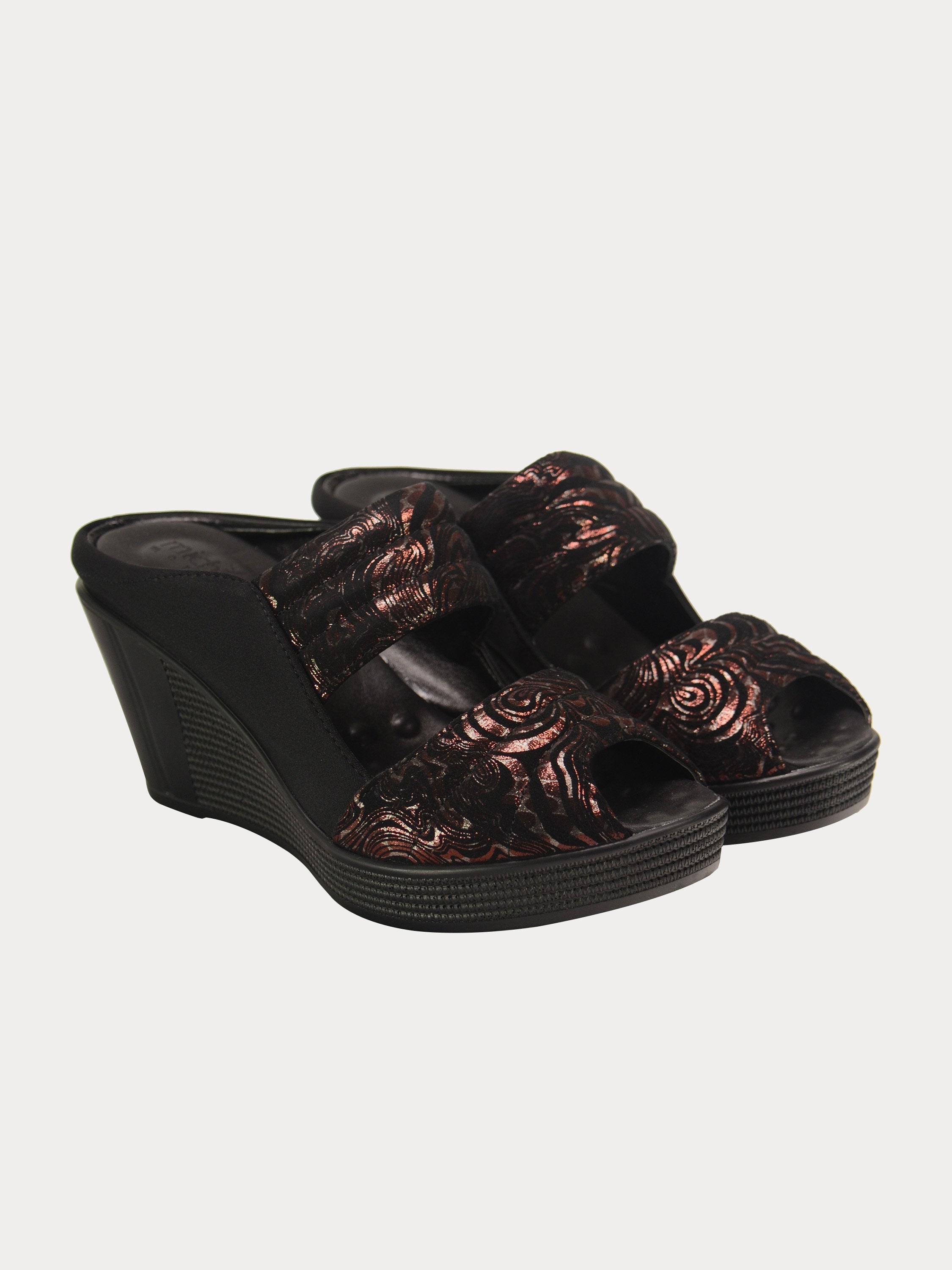 Michelle Morgan 190023 Damask Detailed Wedges #color_Red