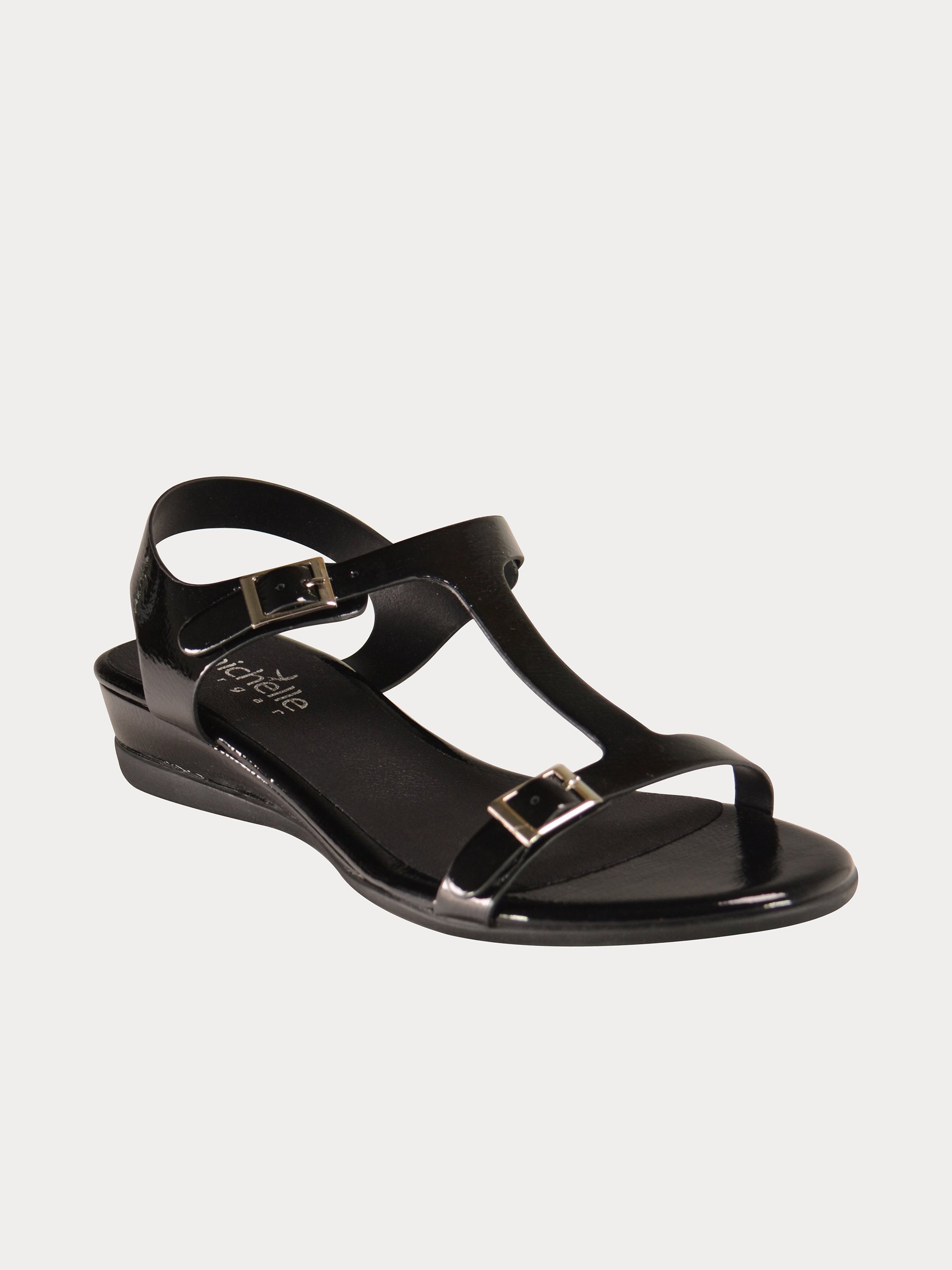 Michelle Morgan 814879 Elegant Patent Back Strap Sandals #color_Black