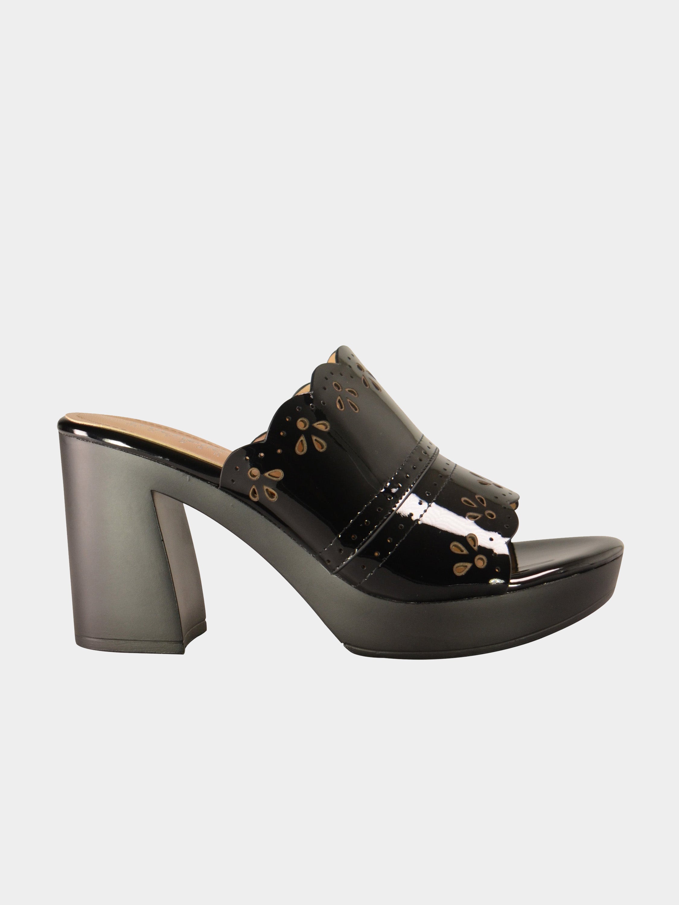 Michelle Morgan 078-5 Floral Border Cut Heel Sandals #color_Black