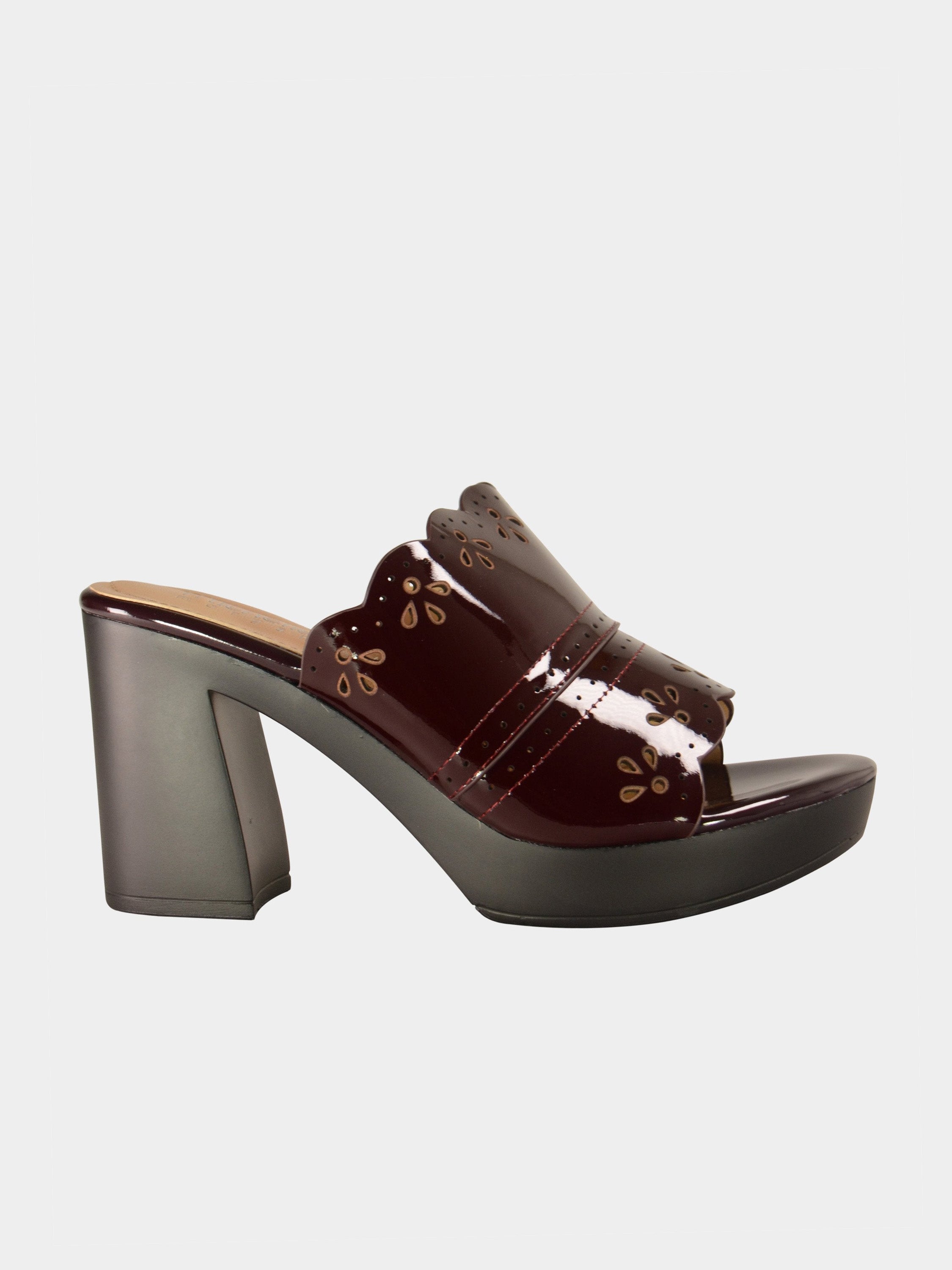 Michelle Morgan 078-5 Floral Border Cut Heel Sandals #color_Red