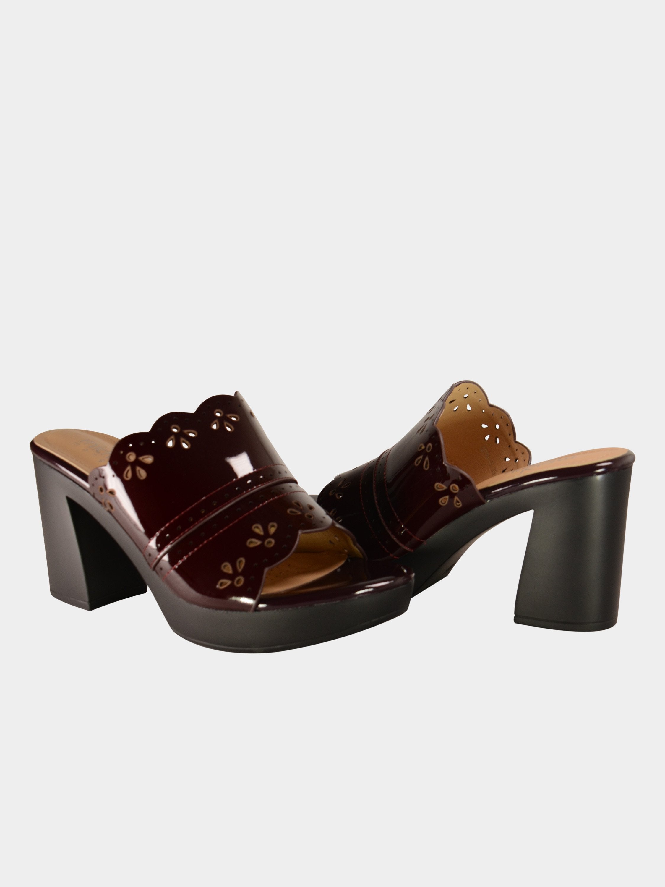 Michelle Morgan 078-5 Floral Border Cut Heel Sandals #color_Red