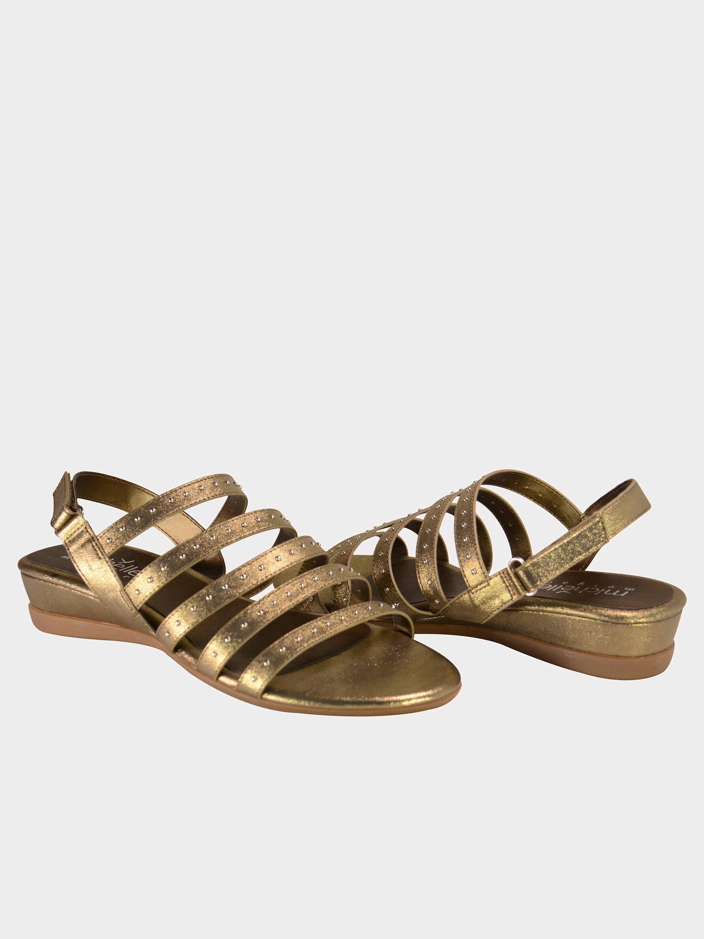 Michelle Morgan 814875 Gladiator Flat Back Strap Sandals #color_Gold