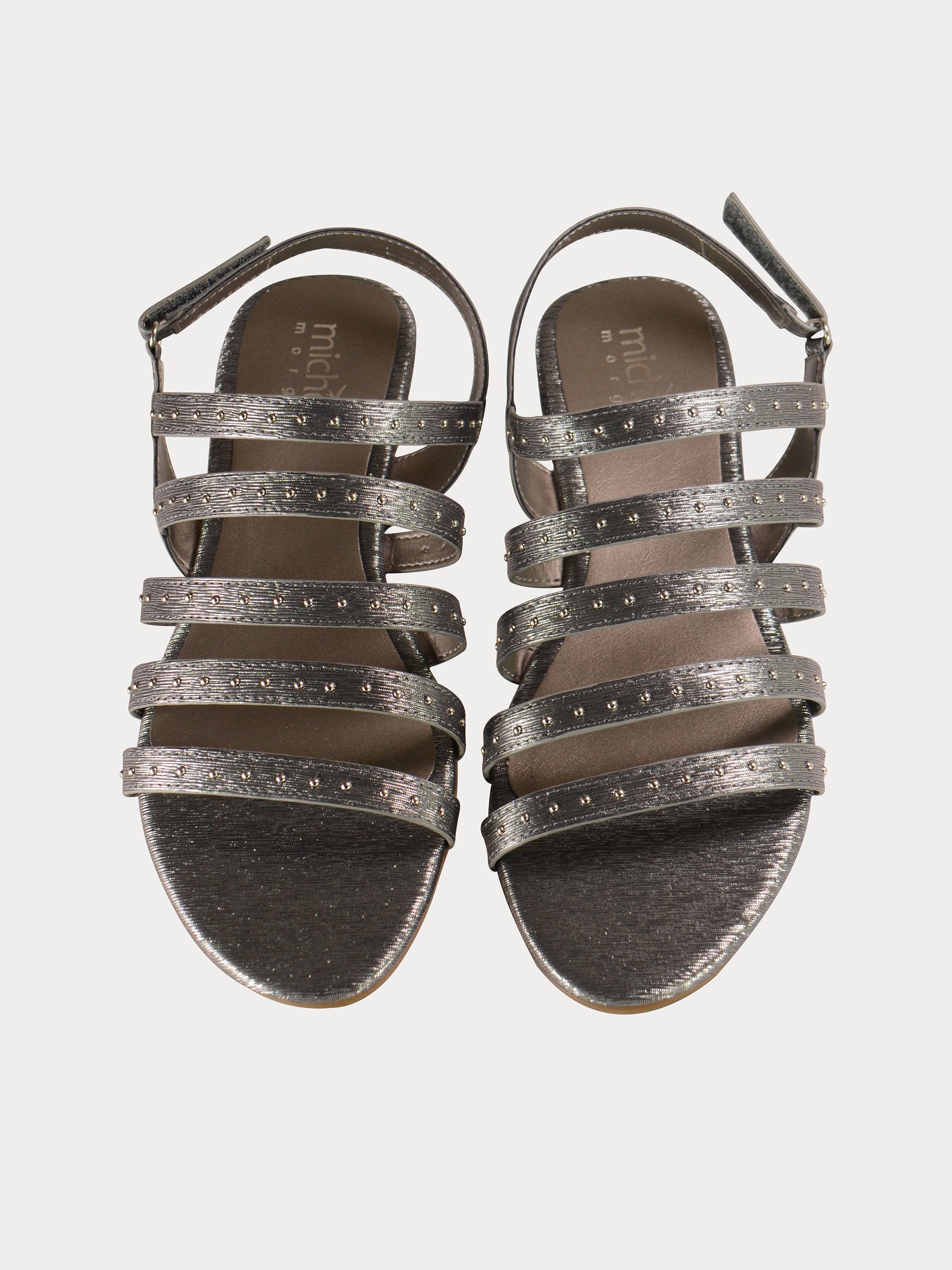 Michelle Morgan 814875 Gladiator Flat Back Strap Sandals #color_Gray