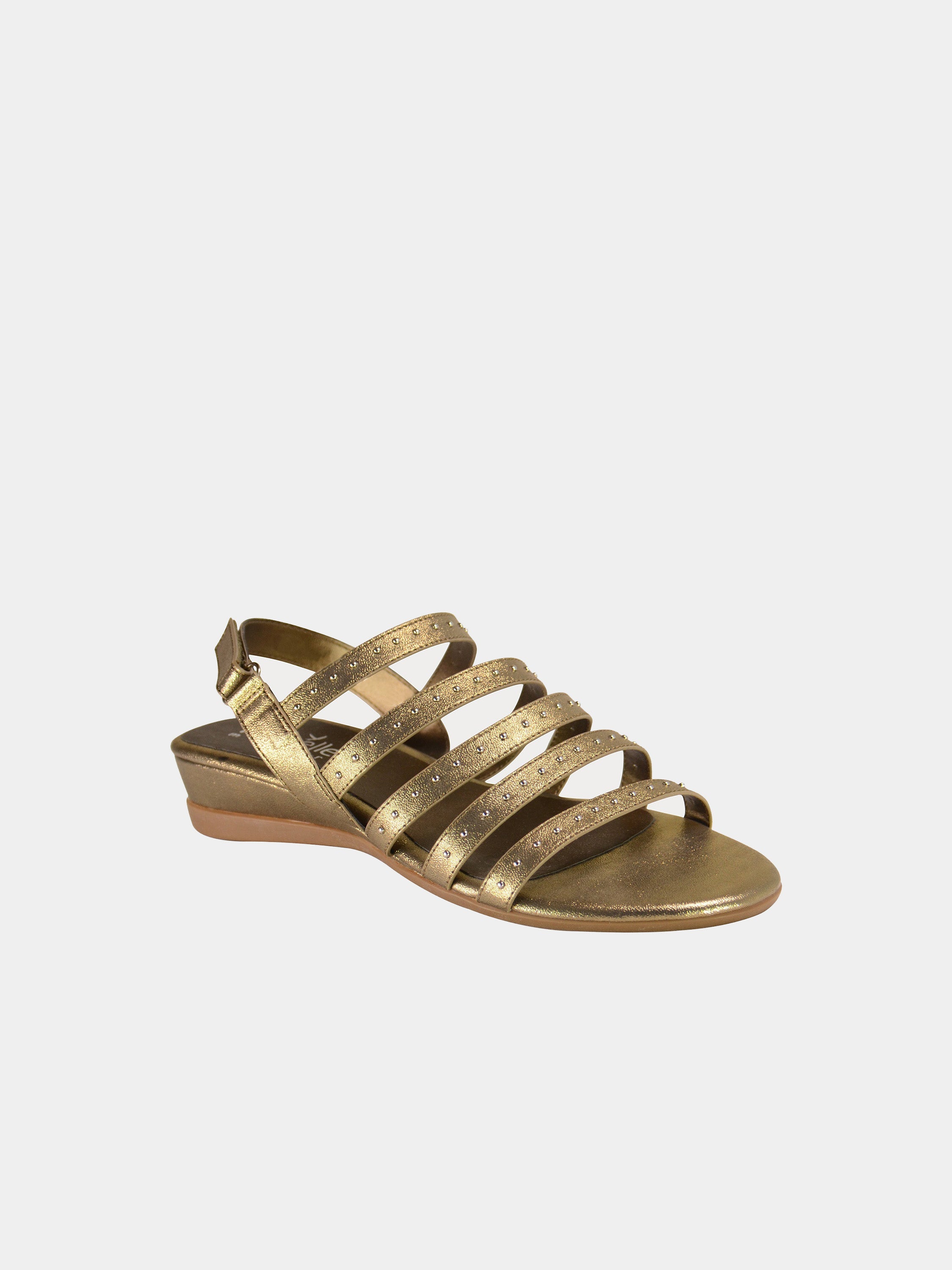 Michelle Morgan 814875 Gladiator Flat Back Strap Sandals #color_Gold