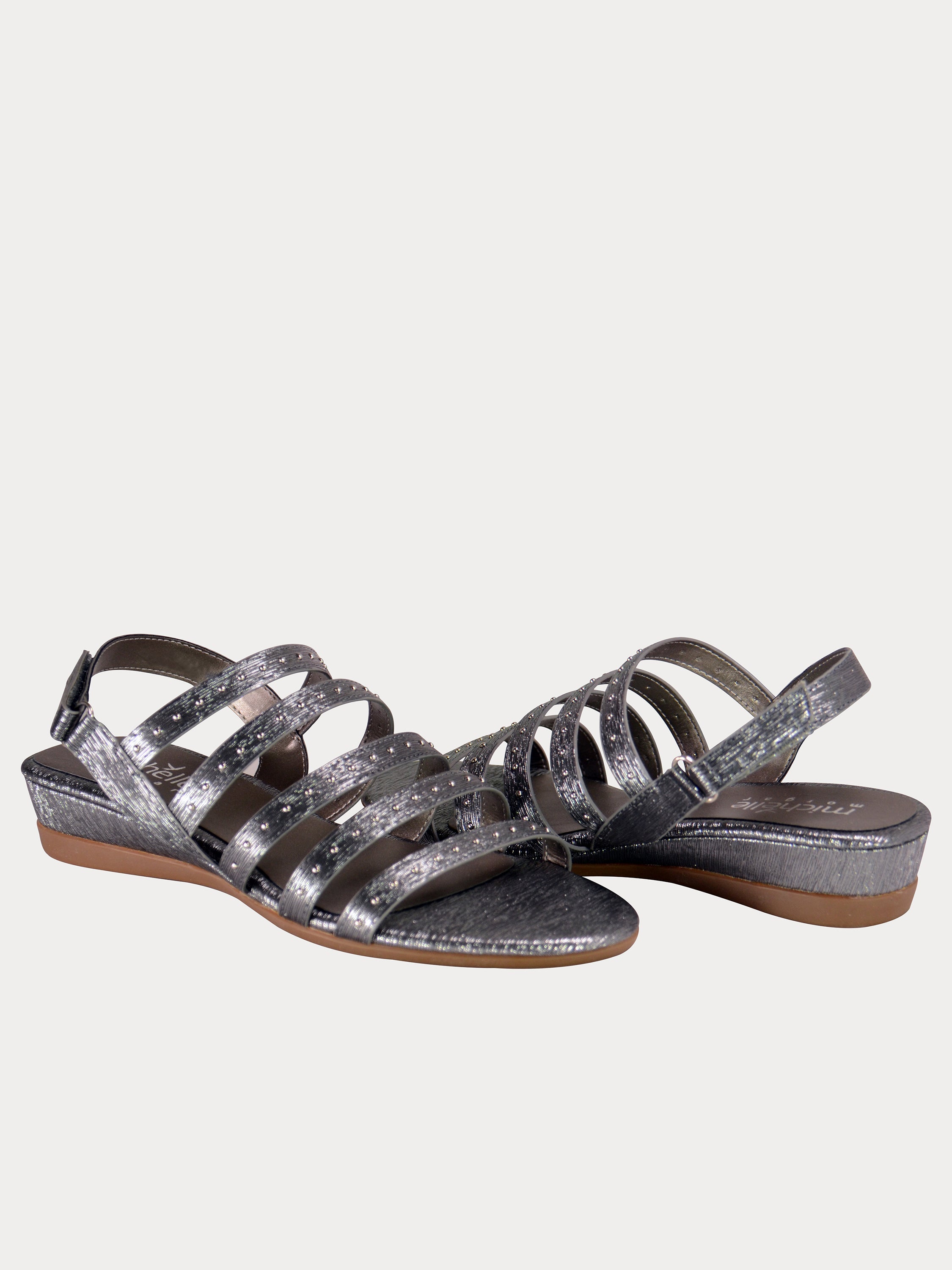 Michelle Morgan 814875 Gladiator Flat Back Strap Sandals #color_Gray