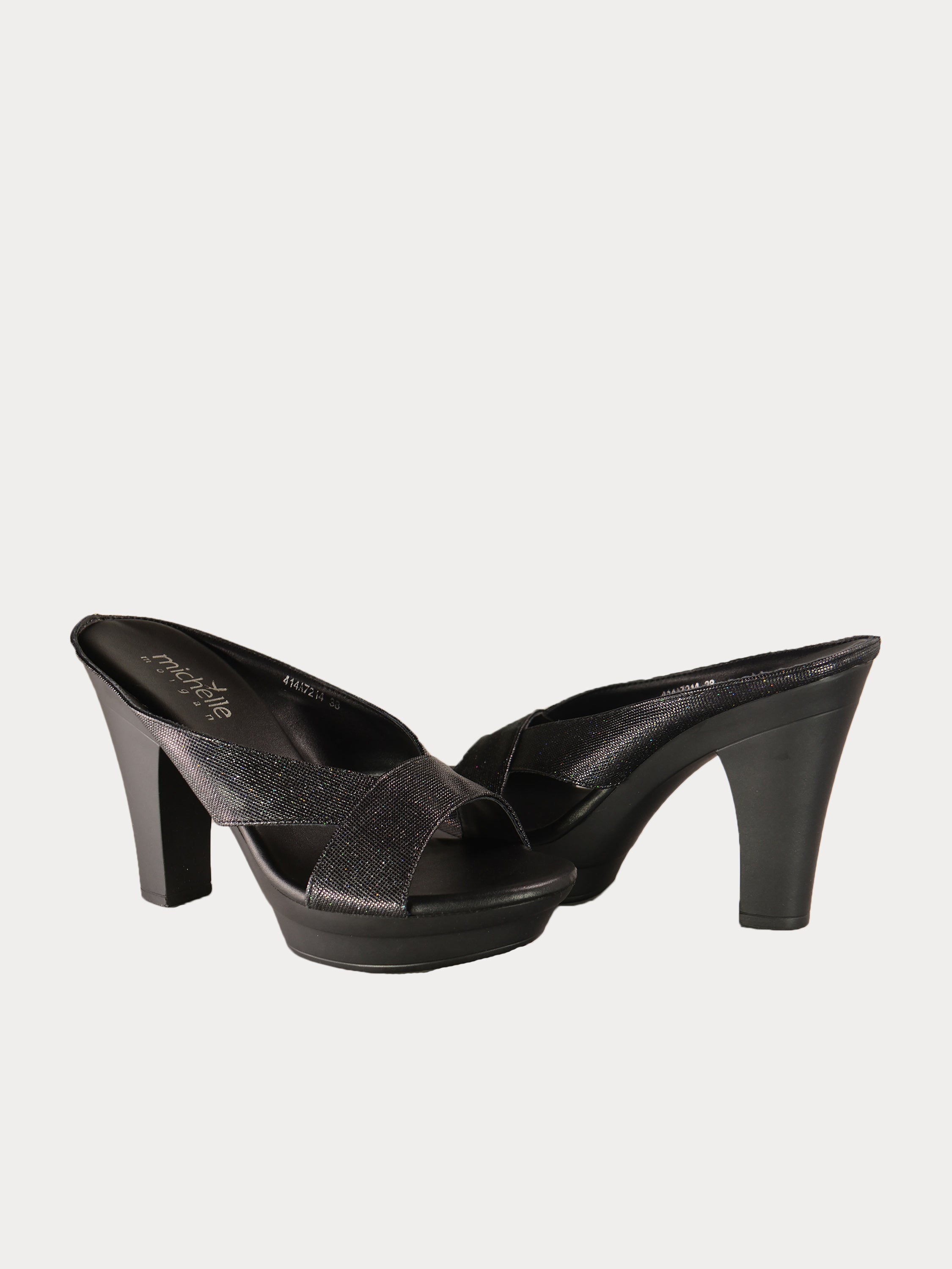 Michelle Morgan 414A7214 Glitzy Heeled Sandals #color_Black