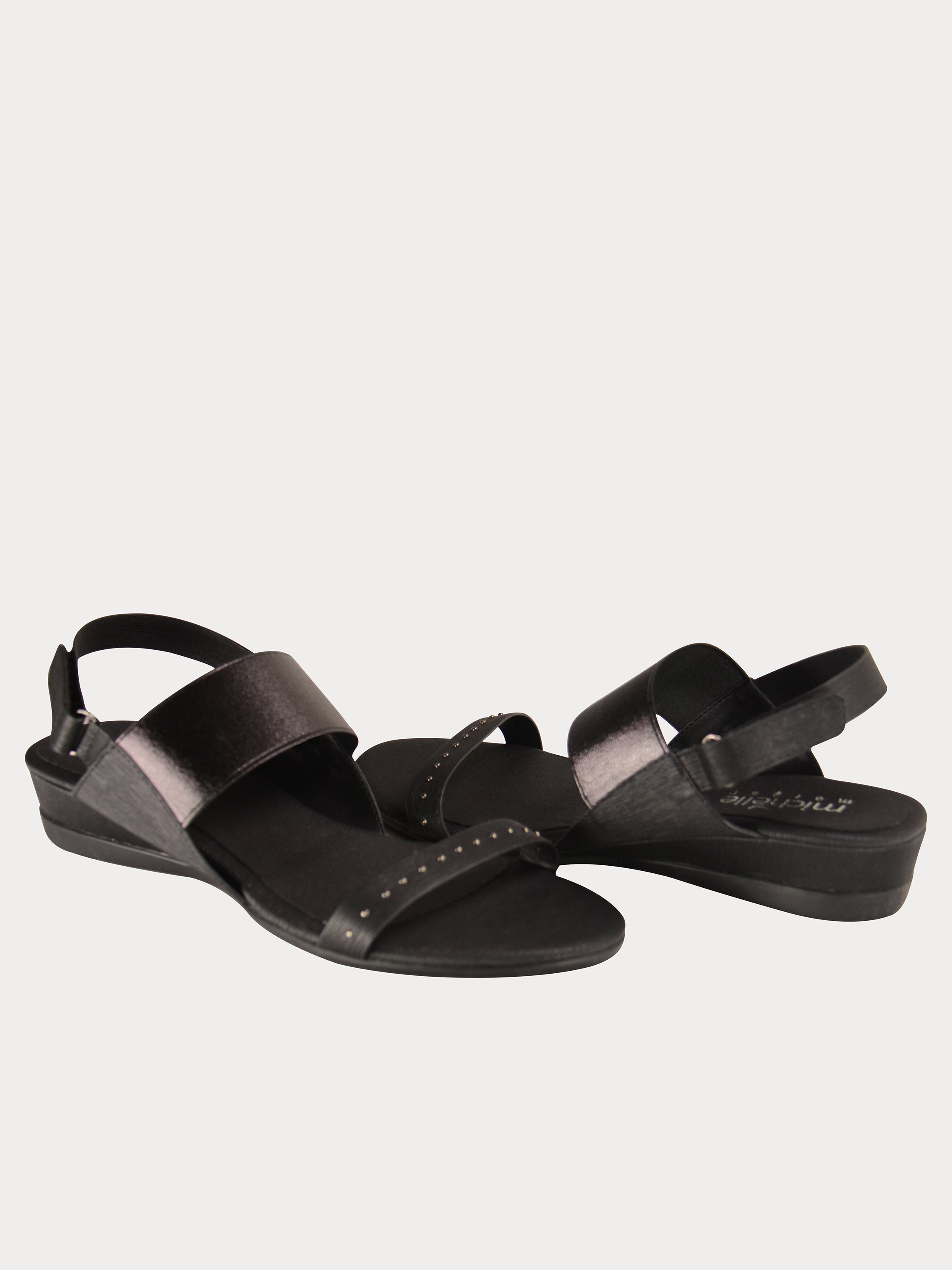 Michelle Morgan 814878 Shiny Back Strap Sandals #color_Black