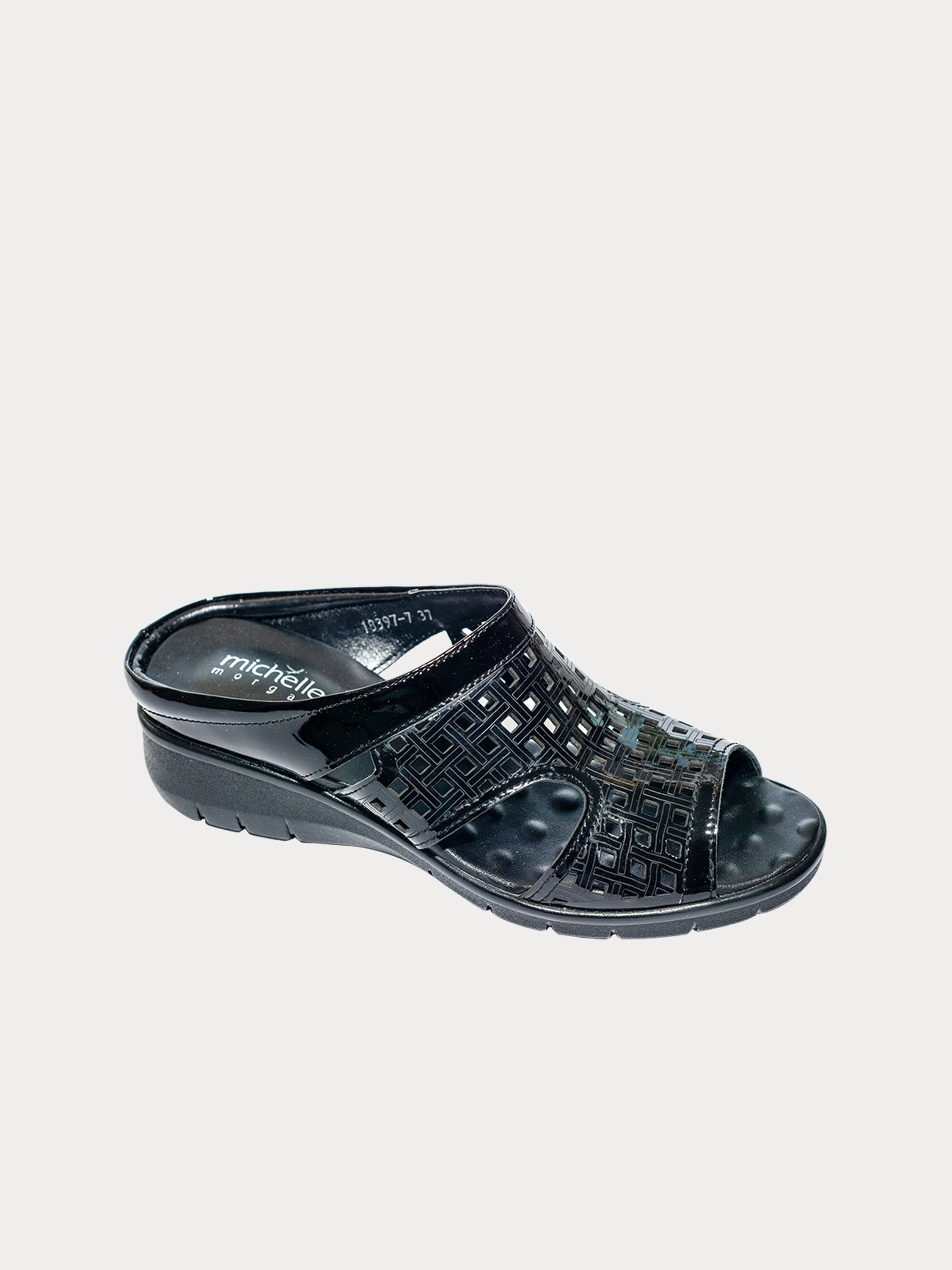 Michelle Morgan 1839770 Square Cut Slider Sandals #color_Black