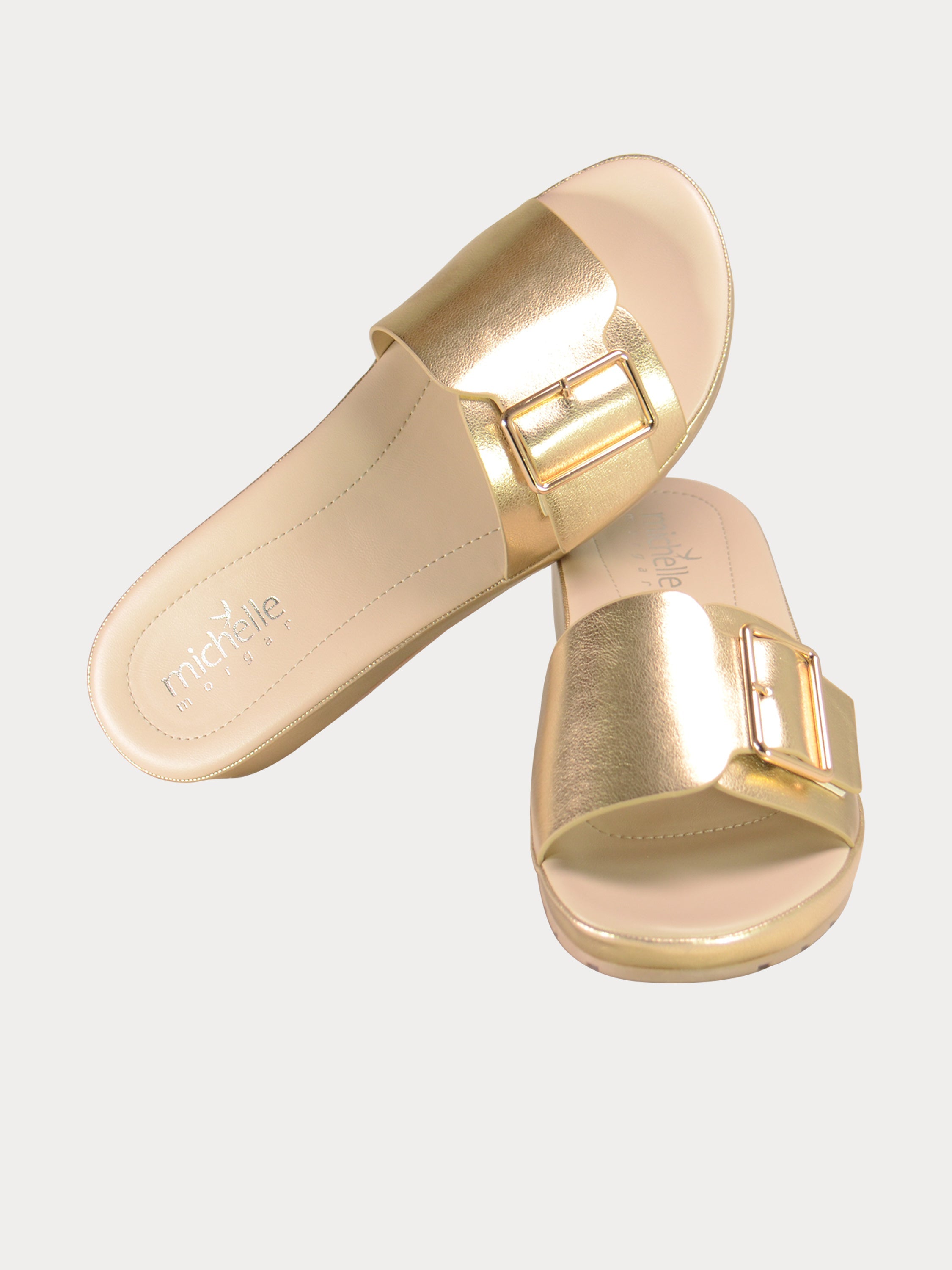 Michelle Morgan 814050 Women's Slider Sandals #color_Gold