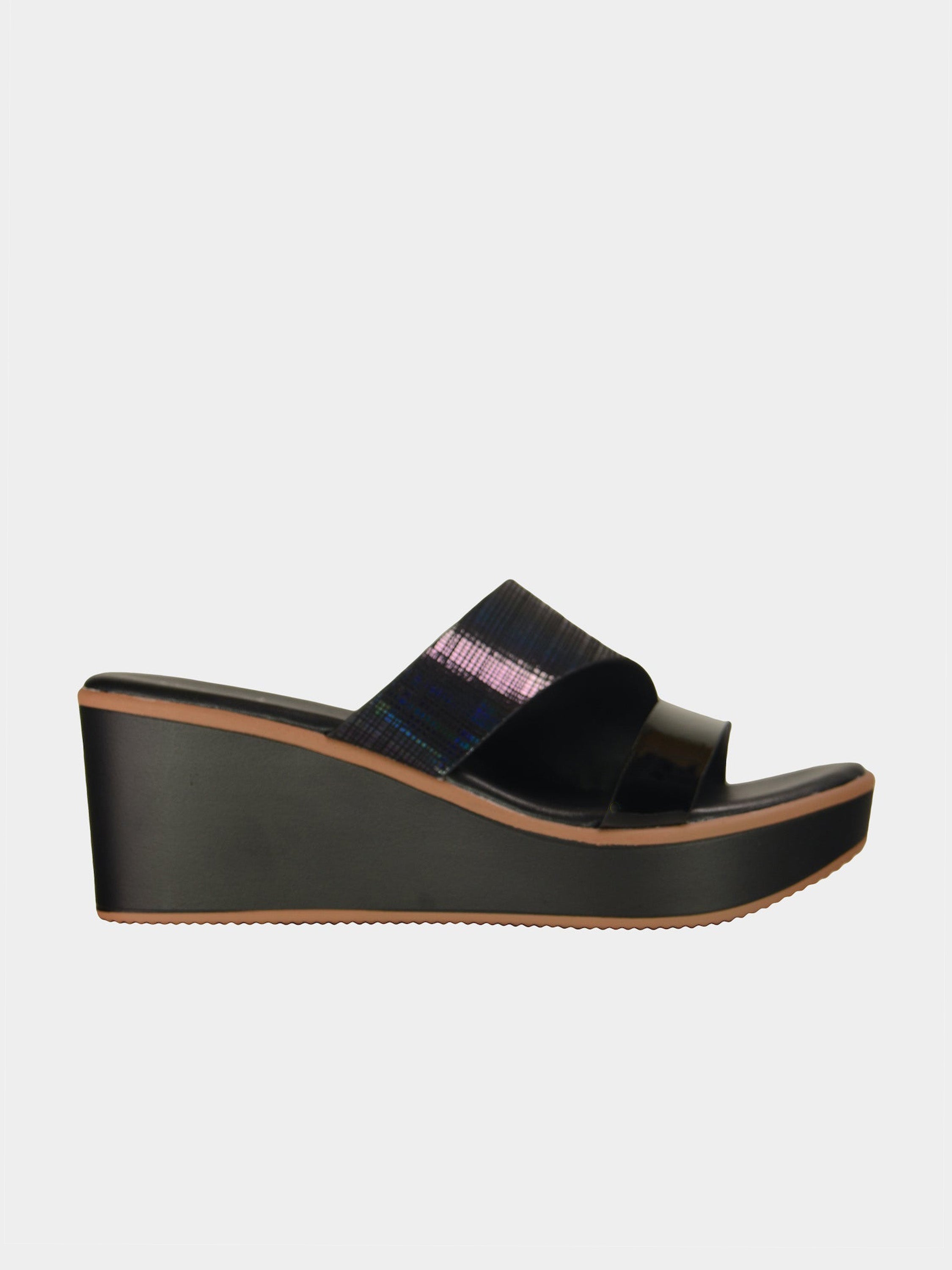 Michelle Morgan 914RJ28B Women's Wedge Sandals #color_Black