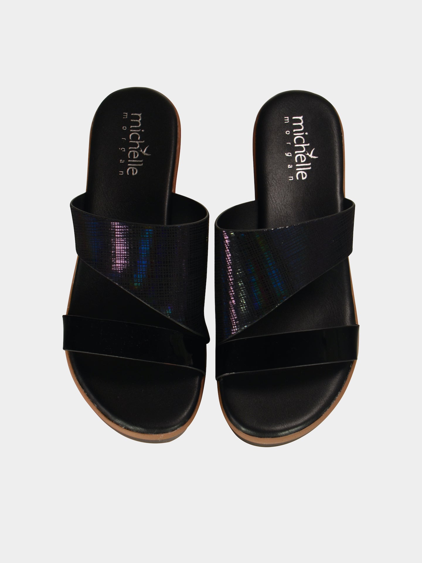 Michelle Morgan 914RJ28B Women's Wedge Sandals #color_Black