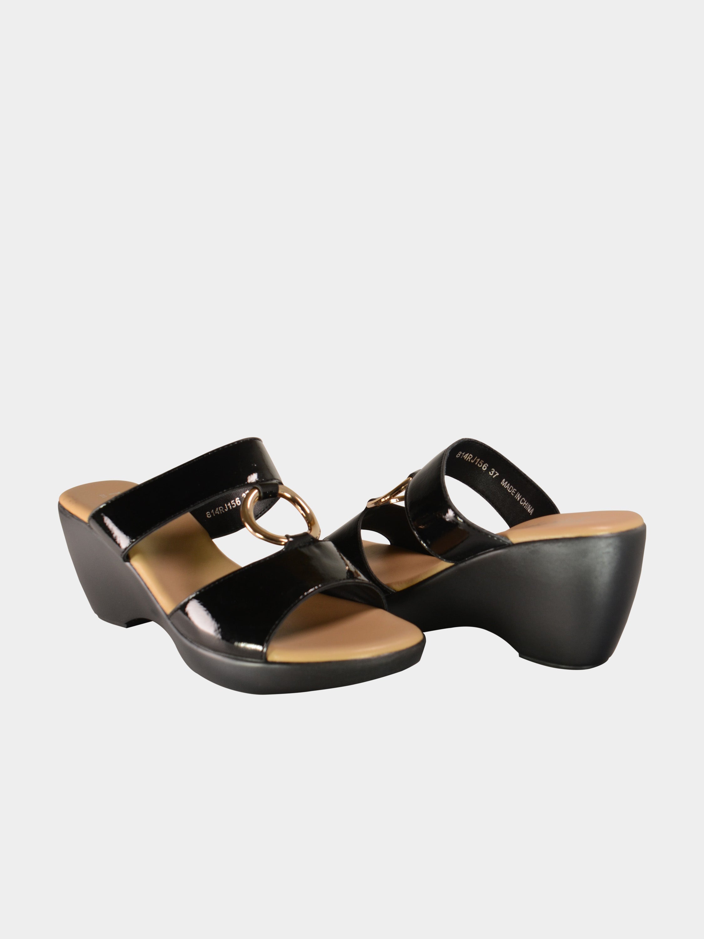 Michelle Morgan 814156 Women's Wedge Sandals #color_Black