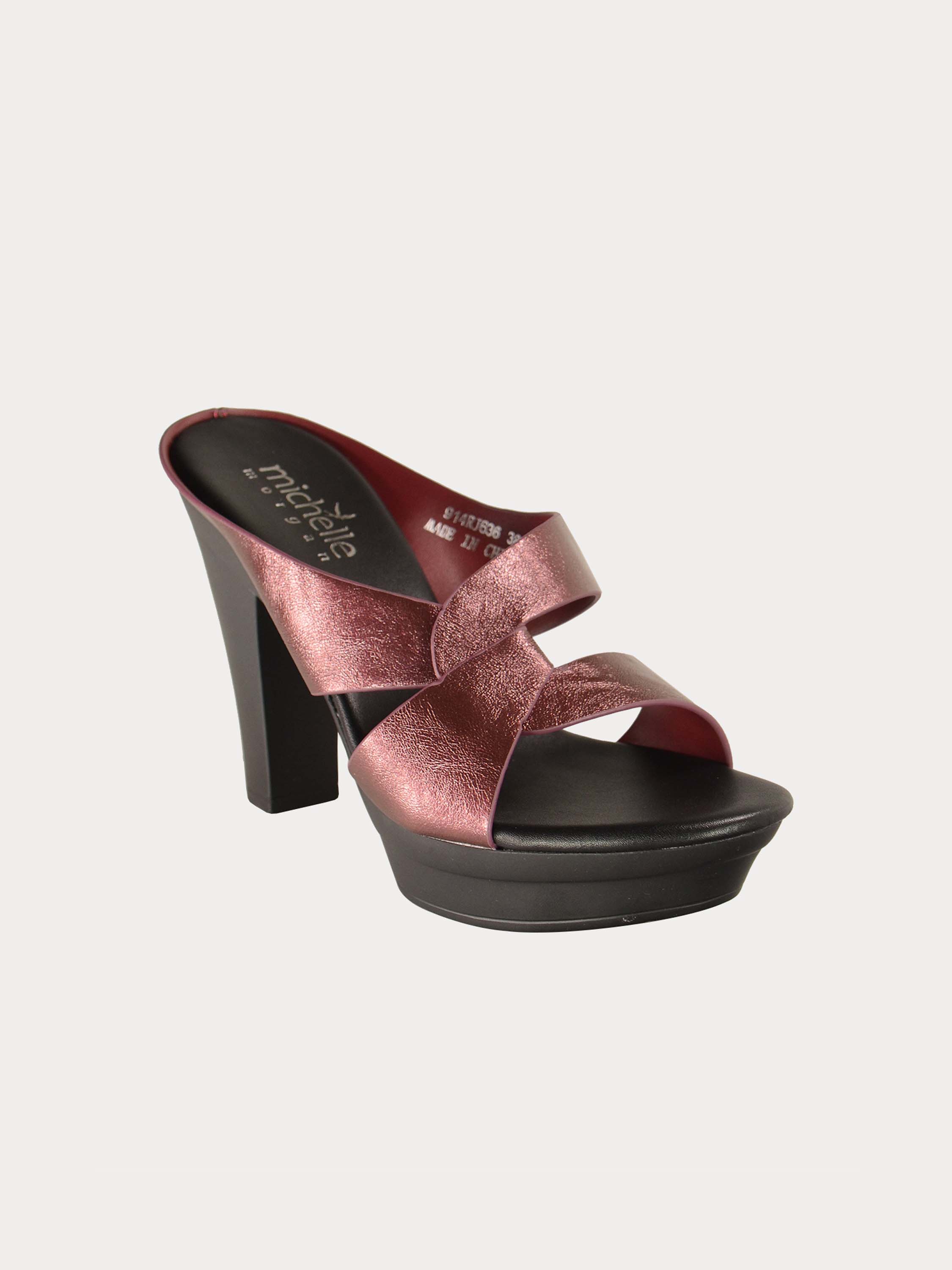 Michelle Morgan 914RJ636 Women's Brushed Heeled Sandals #color_Maroon