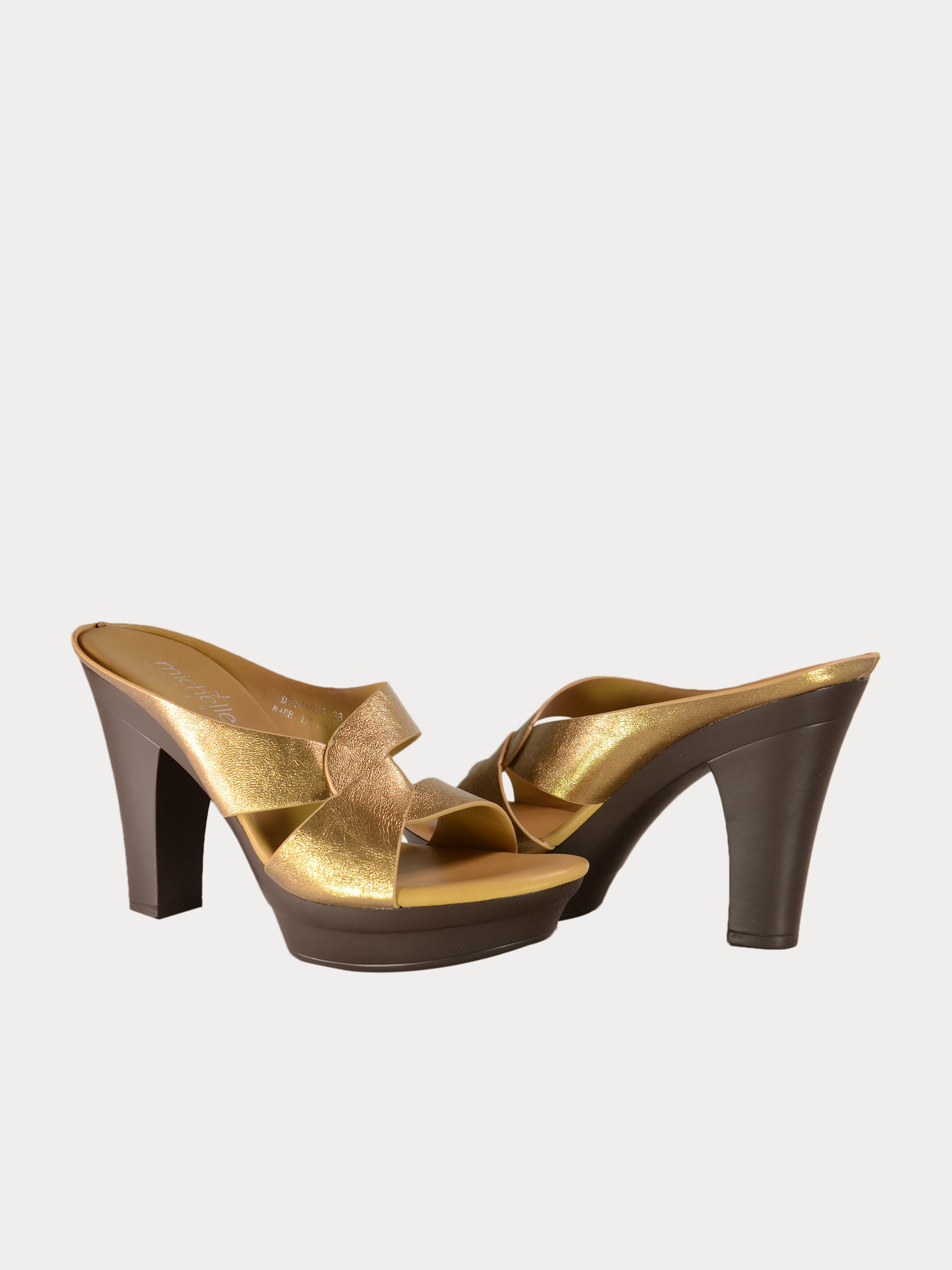 Michelle Morgan 914RJ636 Women's Brushed Heeled Sandals #color_Gold