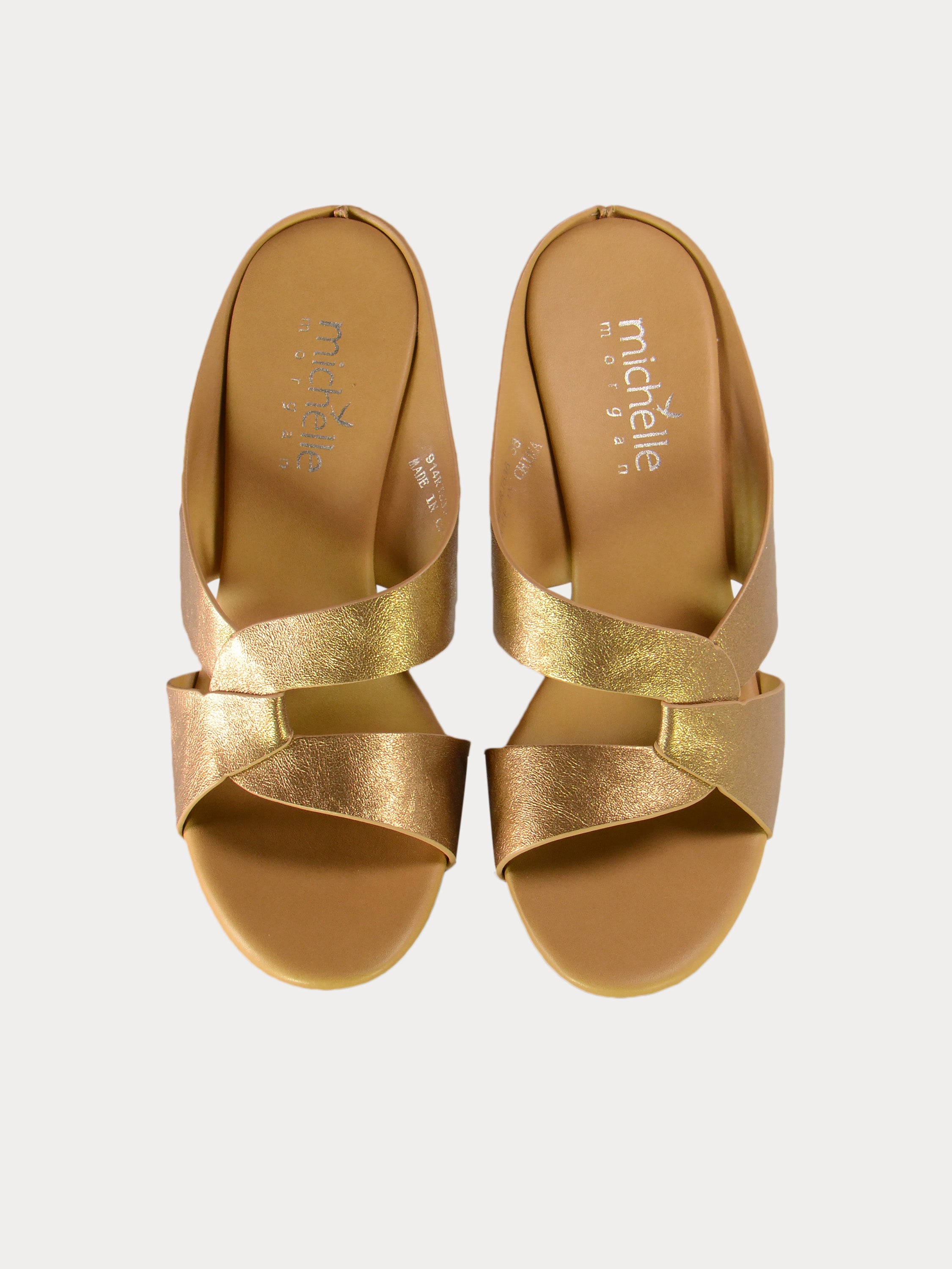 Michelle Morgan 914RJ636 Women's Brushed Heeled Sandals #color_Gold