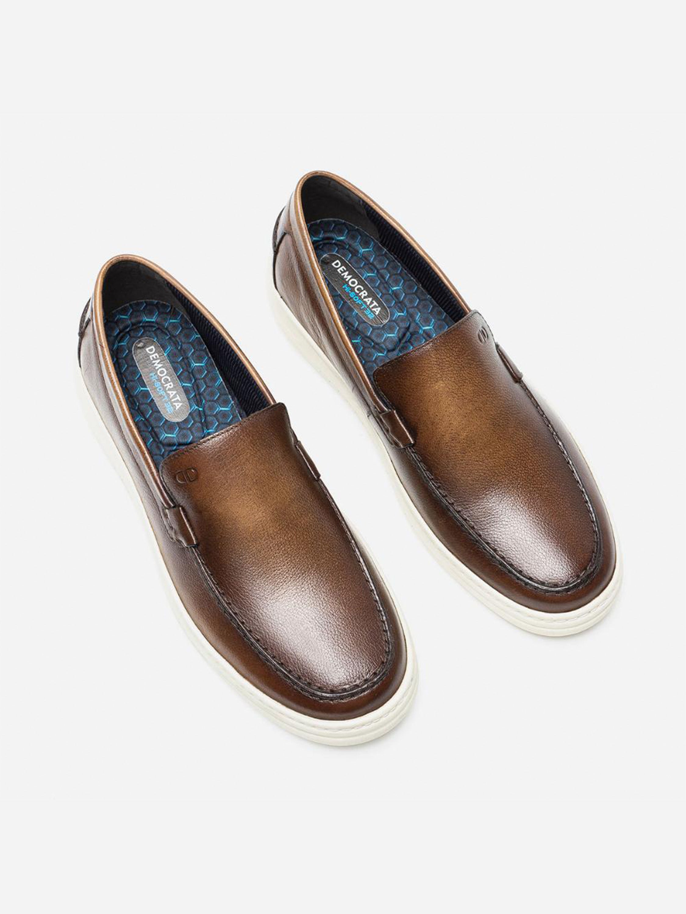 Democrata Men's Smart Comfort Stage Moccasin #color_Brown