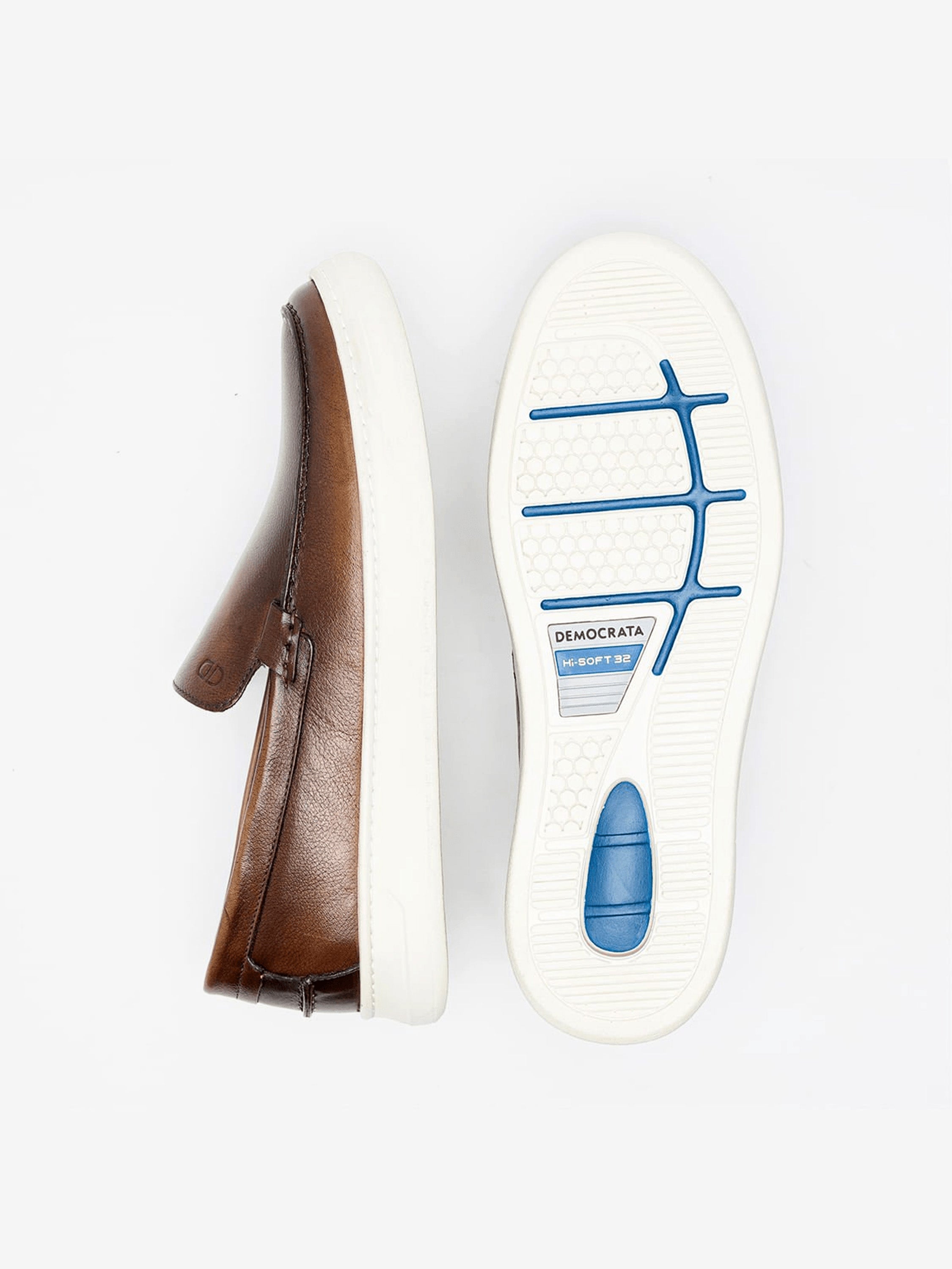 Democrata Men's Smart Comfort Stage Moccasin #color_Brown
