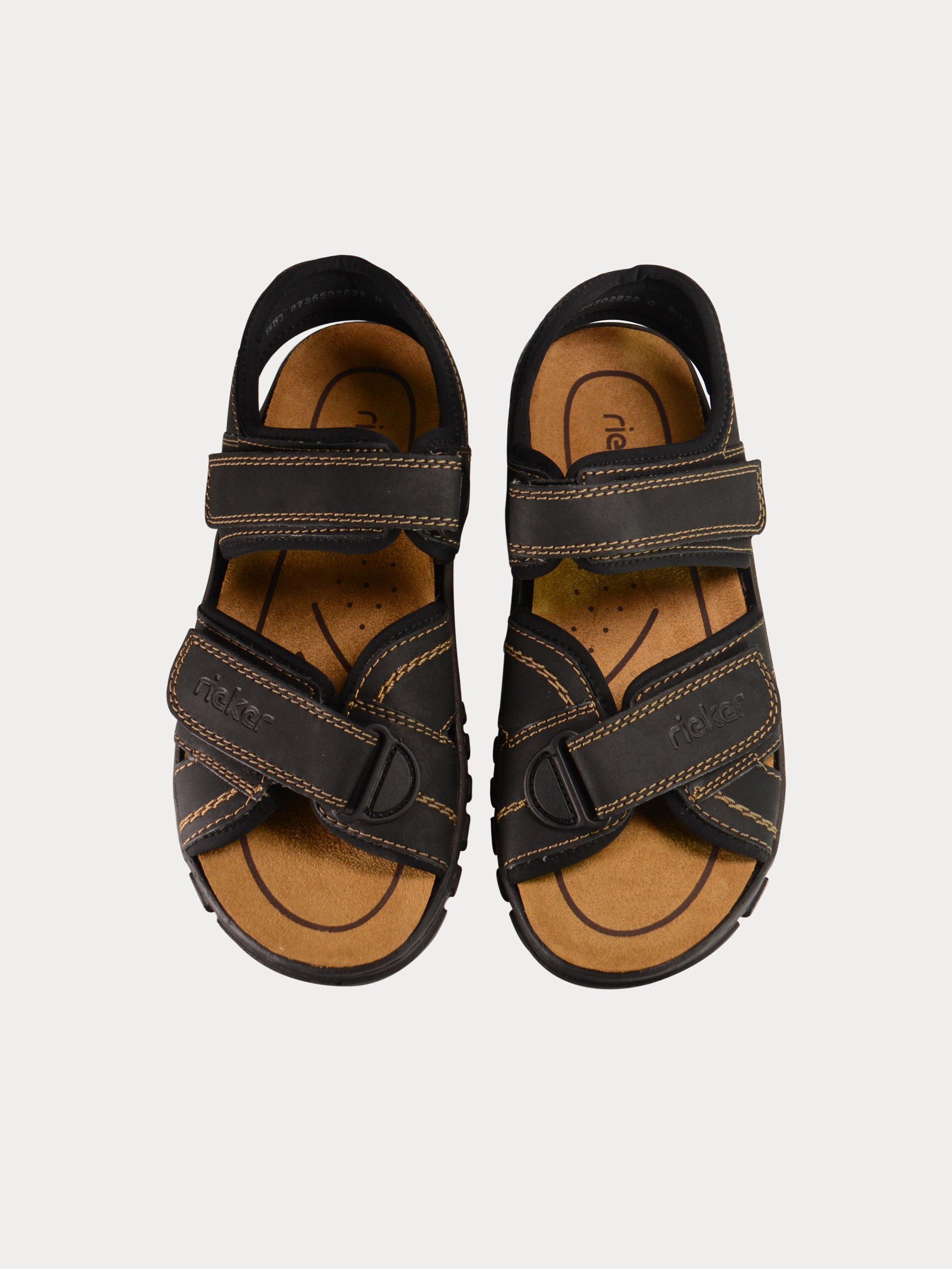 Rieker 25051 Men's Hook And Loop Sandals #color_Black