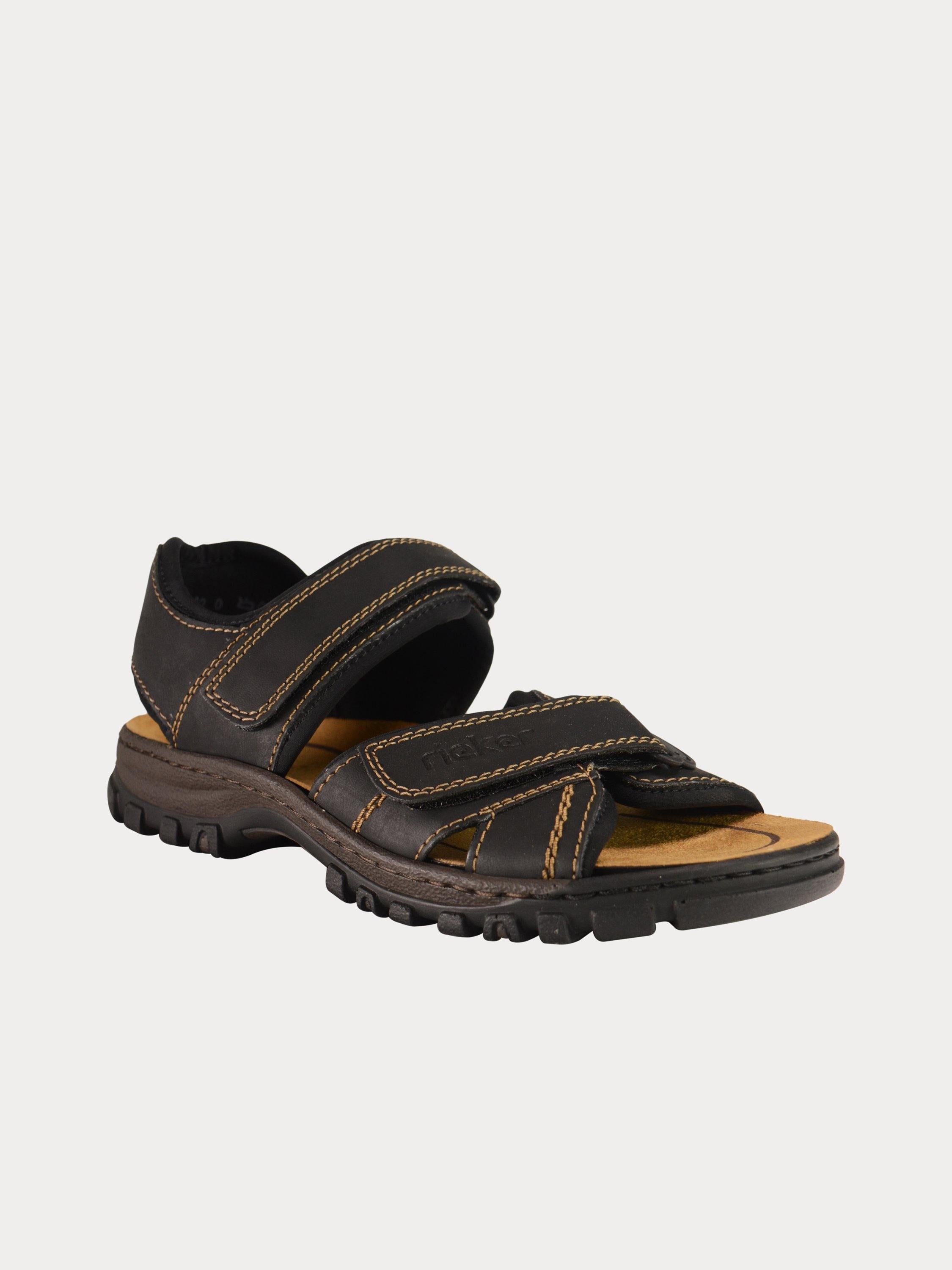 Rieker 25051 Men's Hook And Loop Sandals #color_Black
