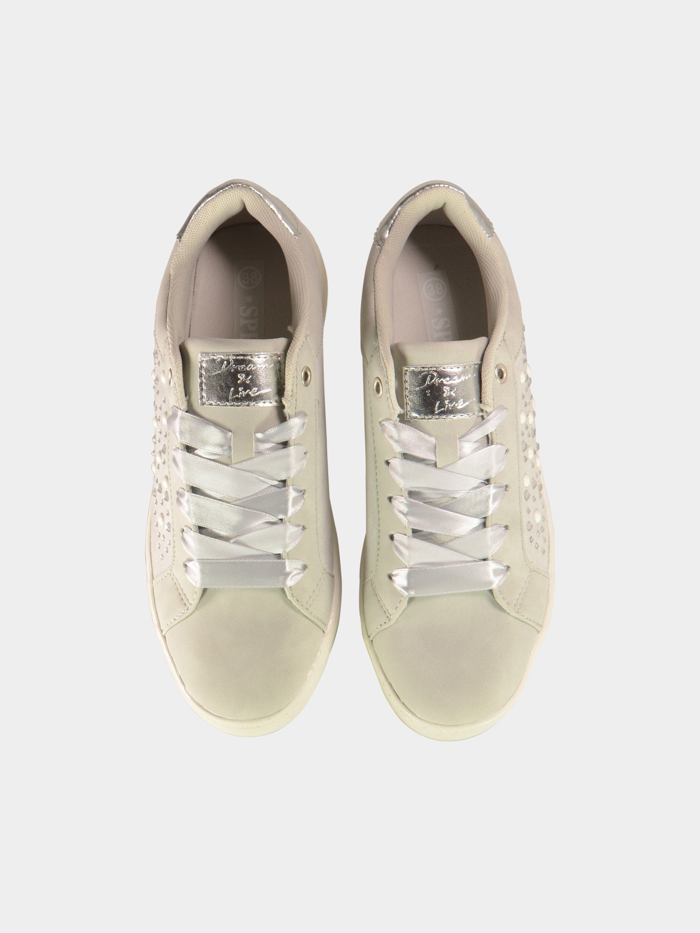 Sprox Women Star Sparkle Lace Up Shoes #color_Gray